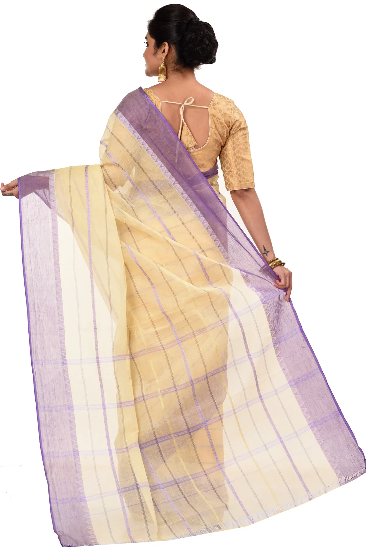 DipDiya Pure Cotton Purple Boysko Bengal’s Tradition Tant Sarees