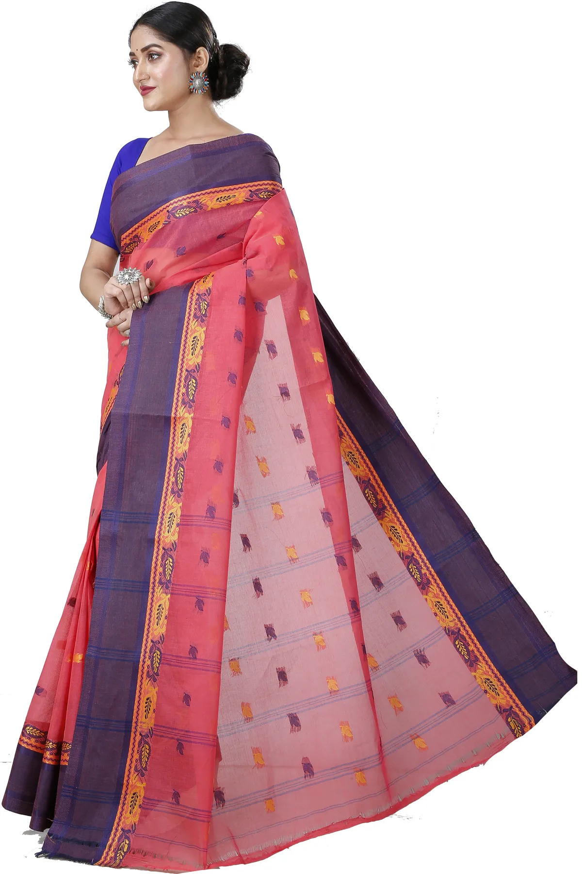 DipDiya Pure Cotton Purple Provati Masterfully Woven Tant Sarees
