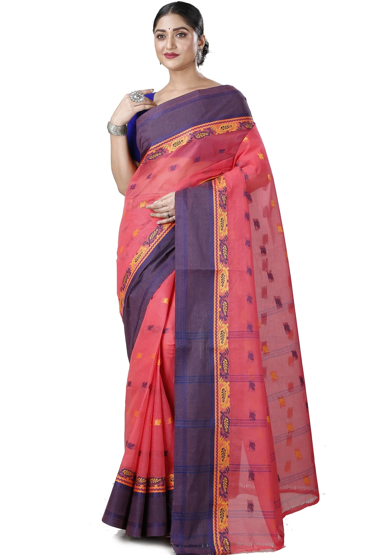DipDiya Pure Cotton Purple Provati Masterfully Woven Tant Sarees