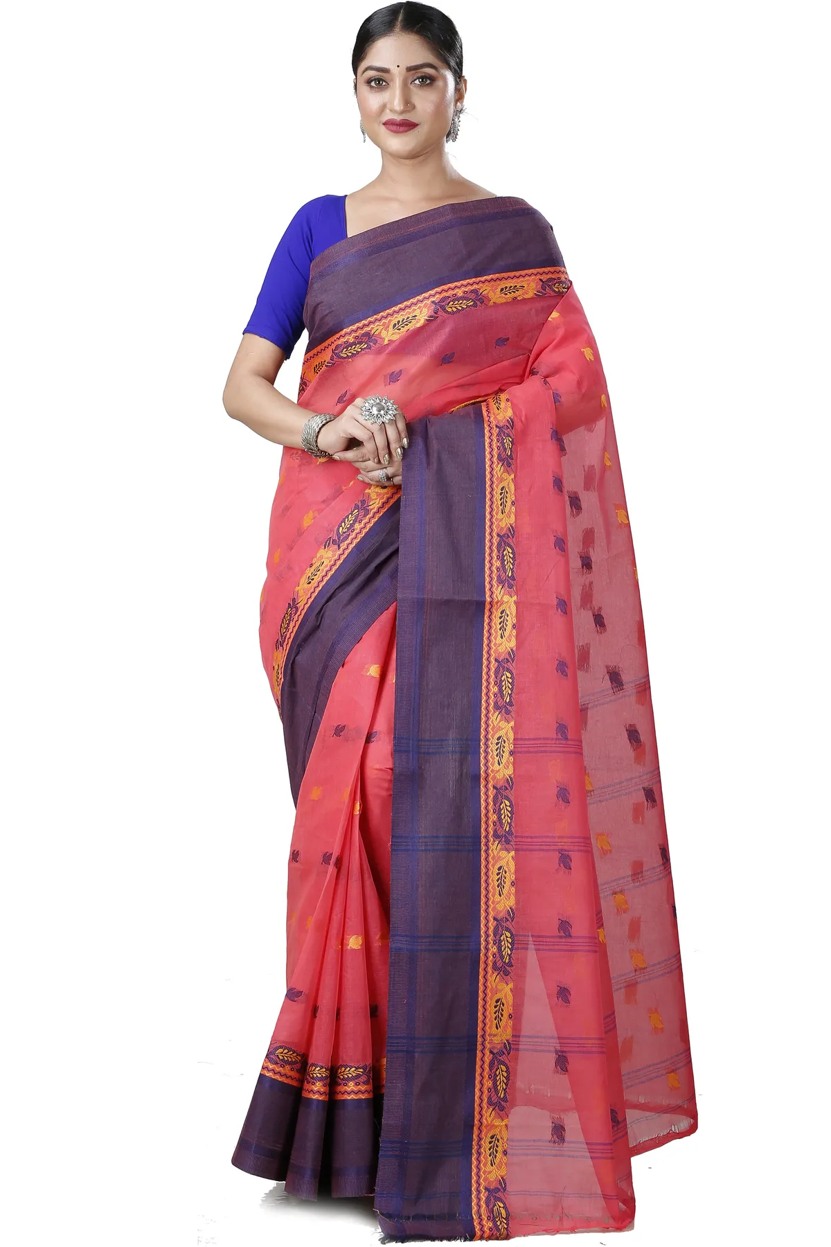 DipDiya Pure Cotton Purple Provati Masterfully Woven Tant Sarees