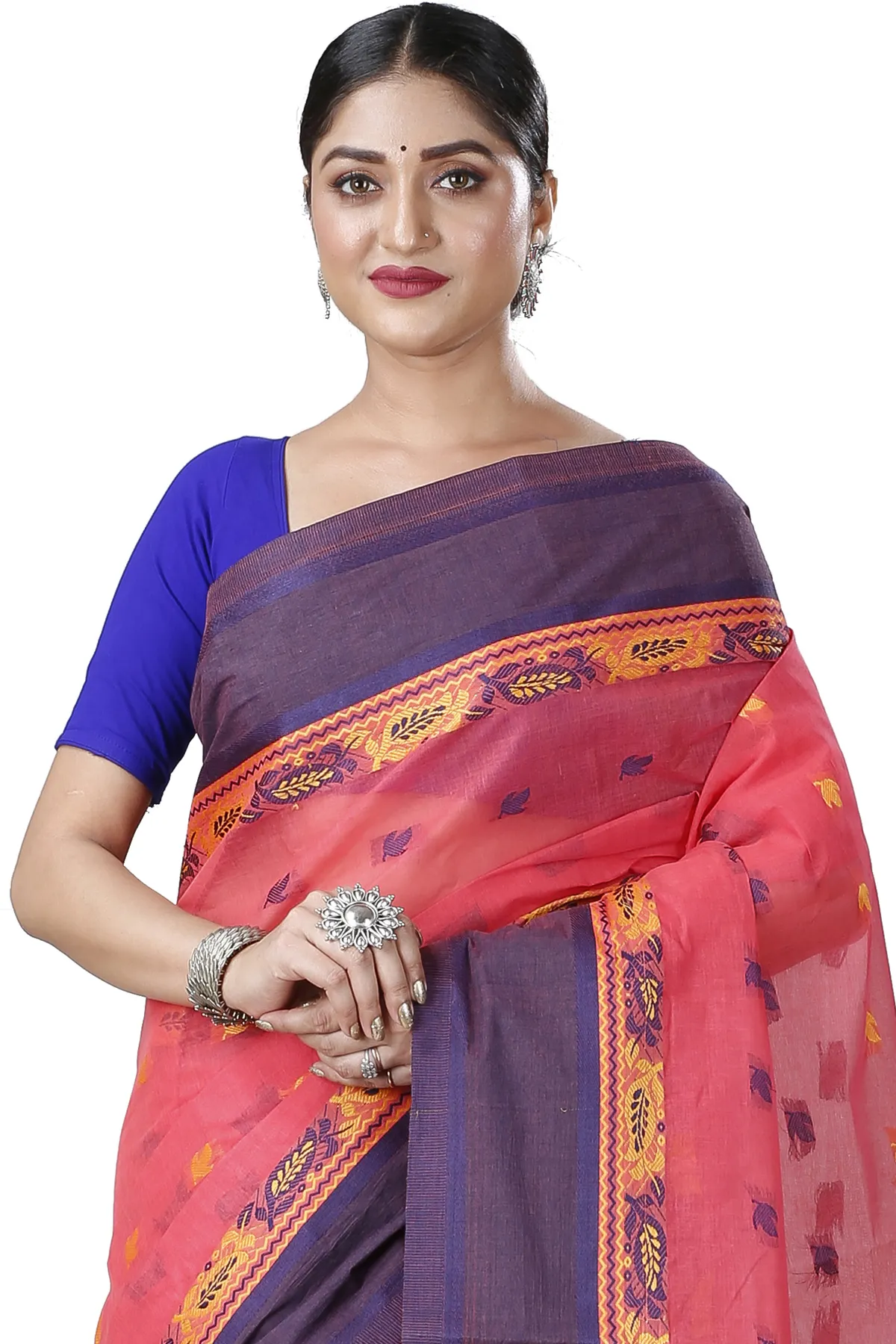 DipDiya Pure Cotton Purple Provati Masterfully Woven Tant Sarees