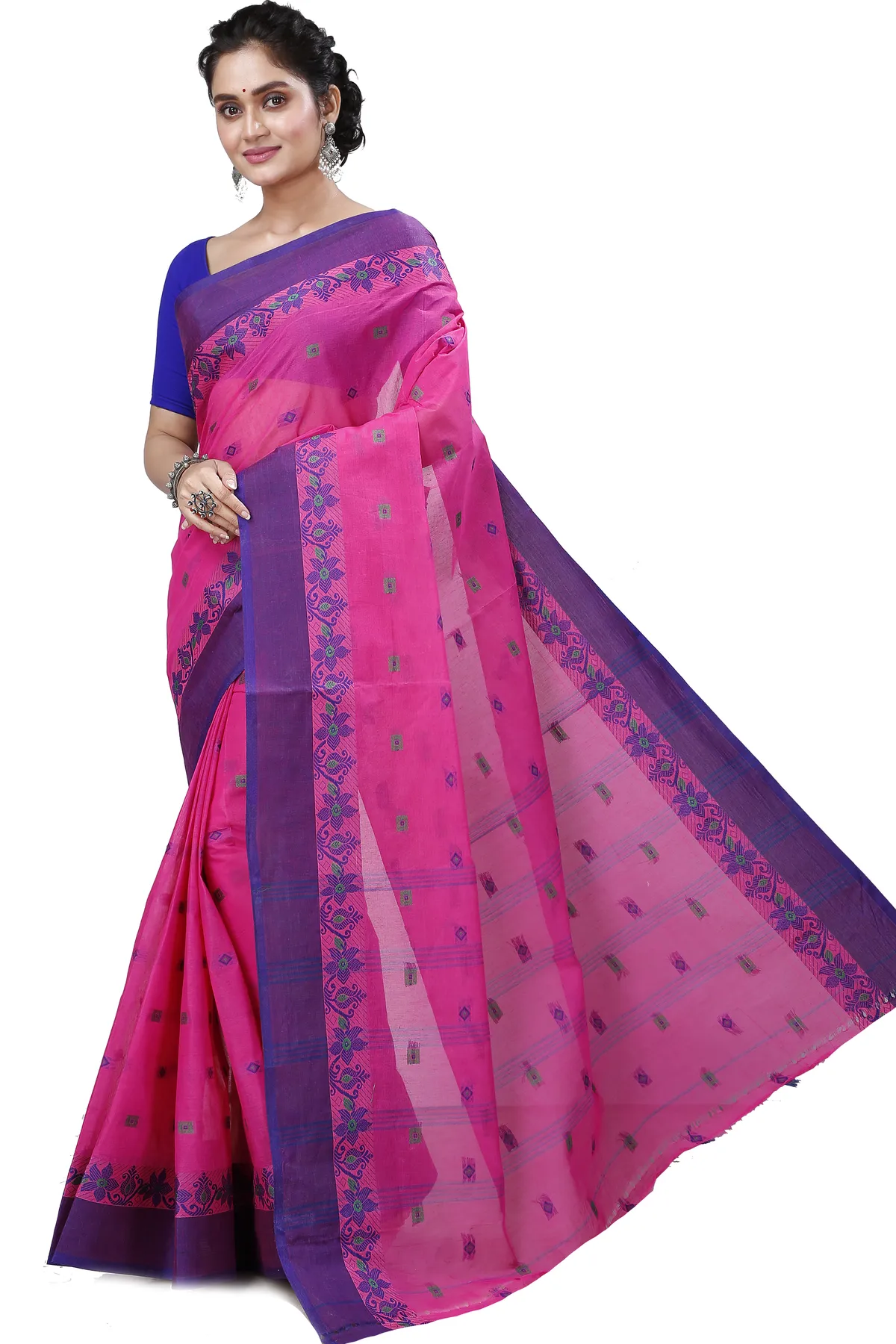 DipDiya Pure Cotton Purple Ramala Traditional Elegance Tant Sarees