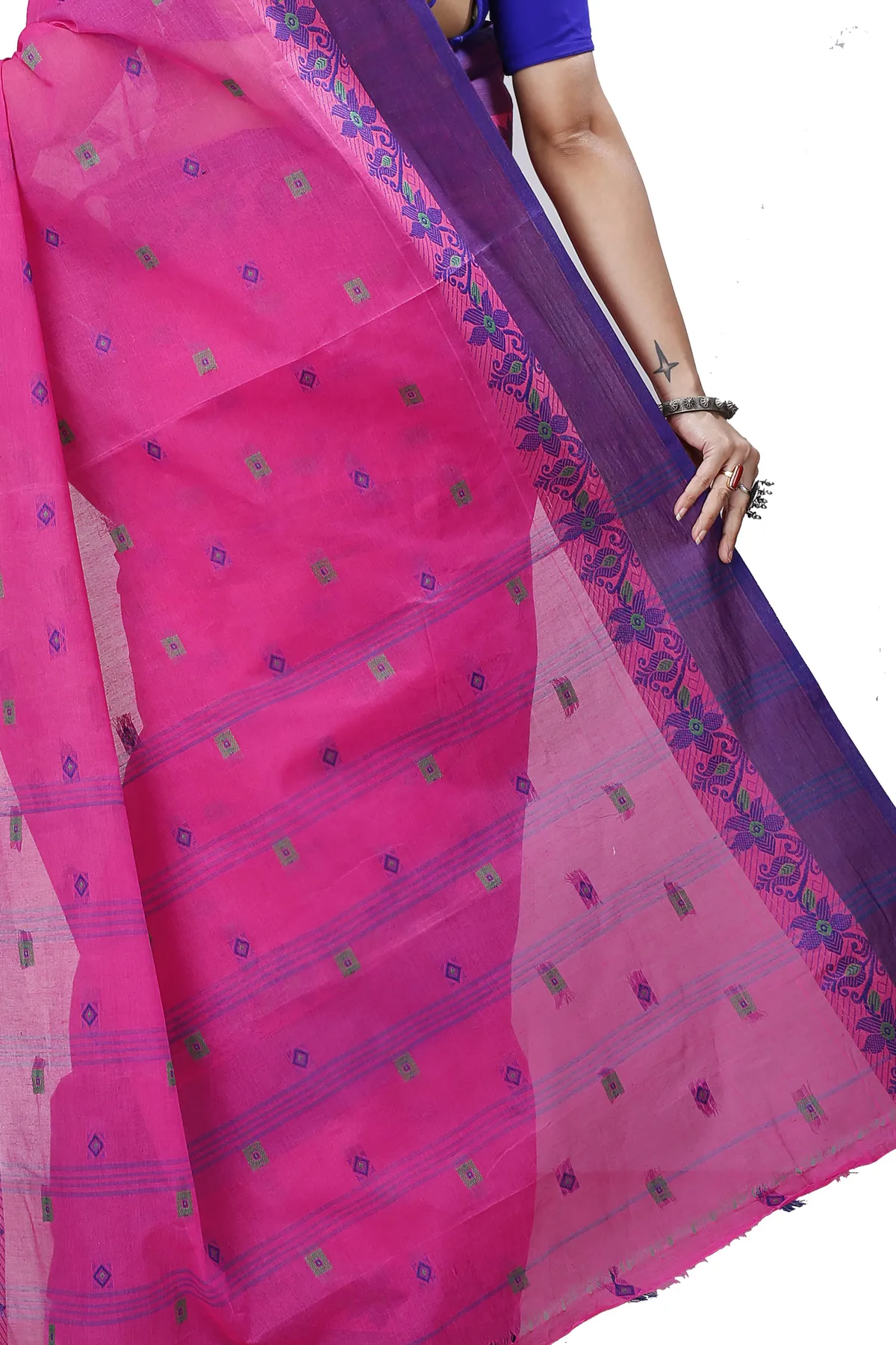 DipDiya Pure Cotton Purple Ramala Traditional Elegance Tant Sarees