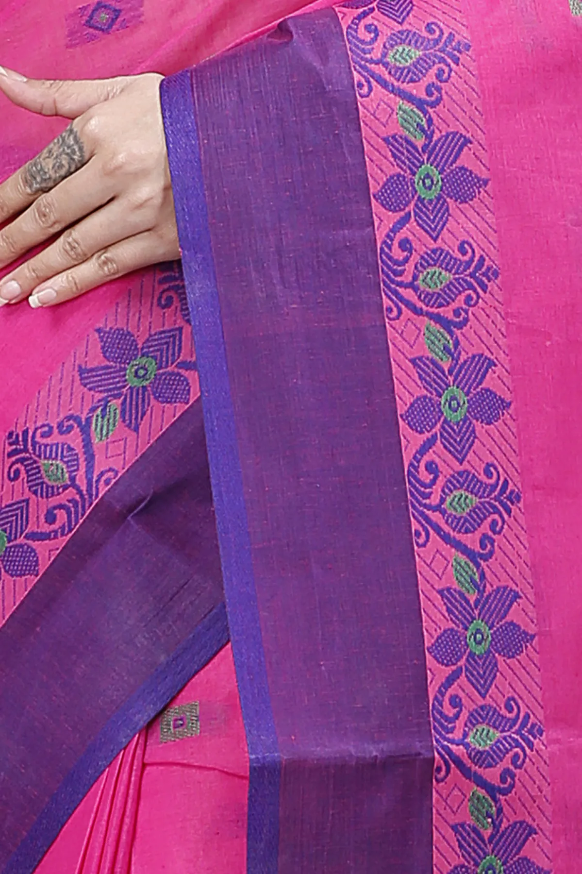 DipDiya Pure Cotton Purple Ramala Traditional Elegance Tant Sarees