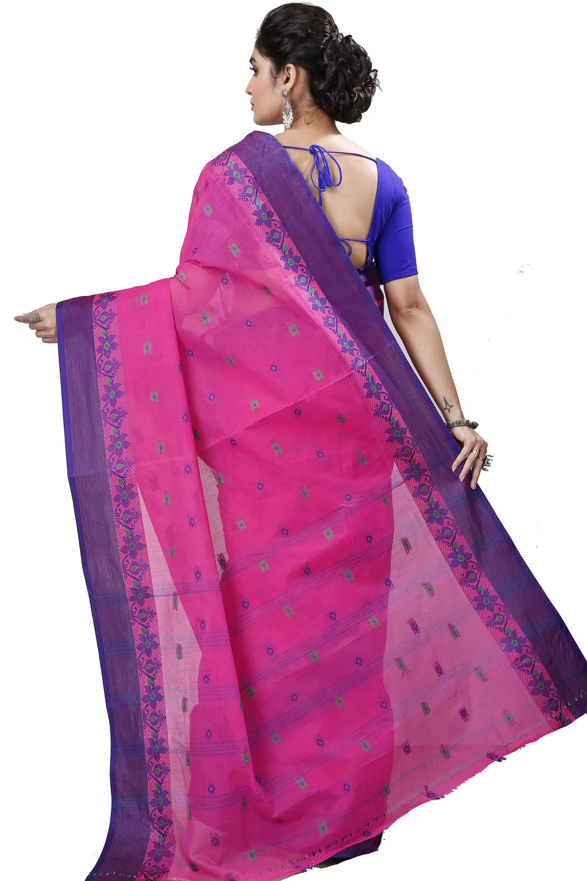 DipDiya Pure Cotton Purple Ramala Traditional Elegance Tant Sarees