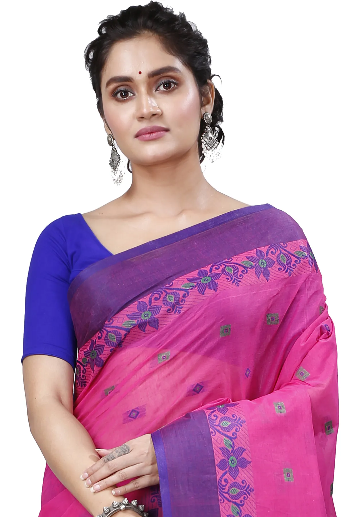 DipDiya Pure Cotton Purple Ramala Traditional Elegance Tant Sarees