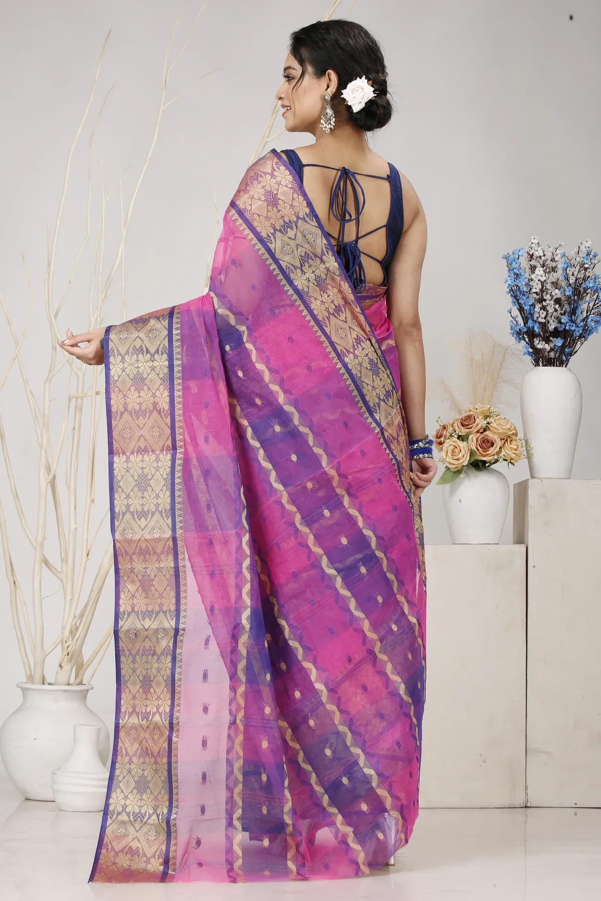 DipDiya Pure Cotton Purple SonaJhuri Desiging Heritage You Can Wear Tant Sarees