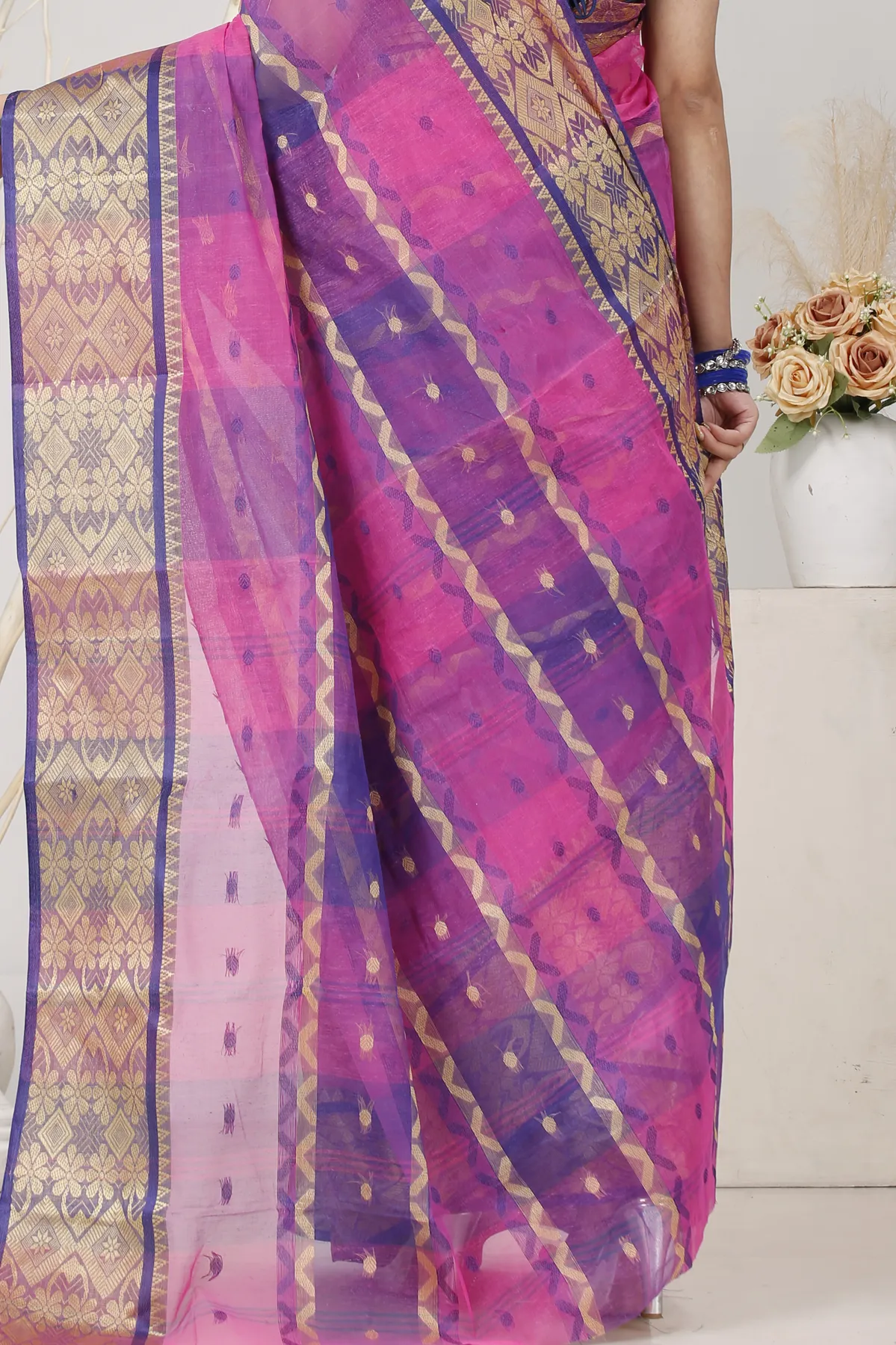 DipDiya Pure Cotton Purple SonaJhuri Desiging Heritage You Can Wear Tant Sarees