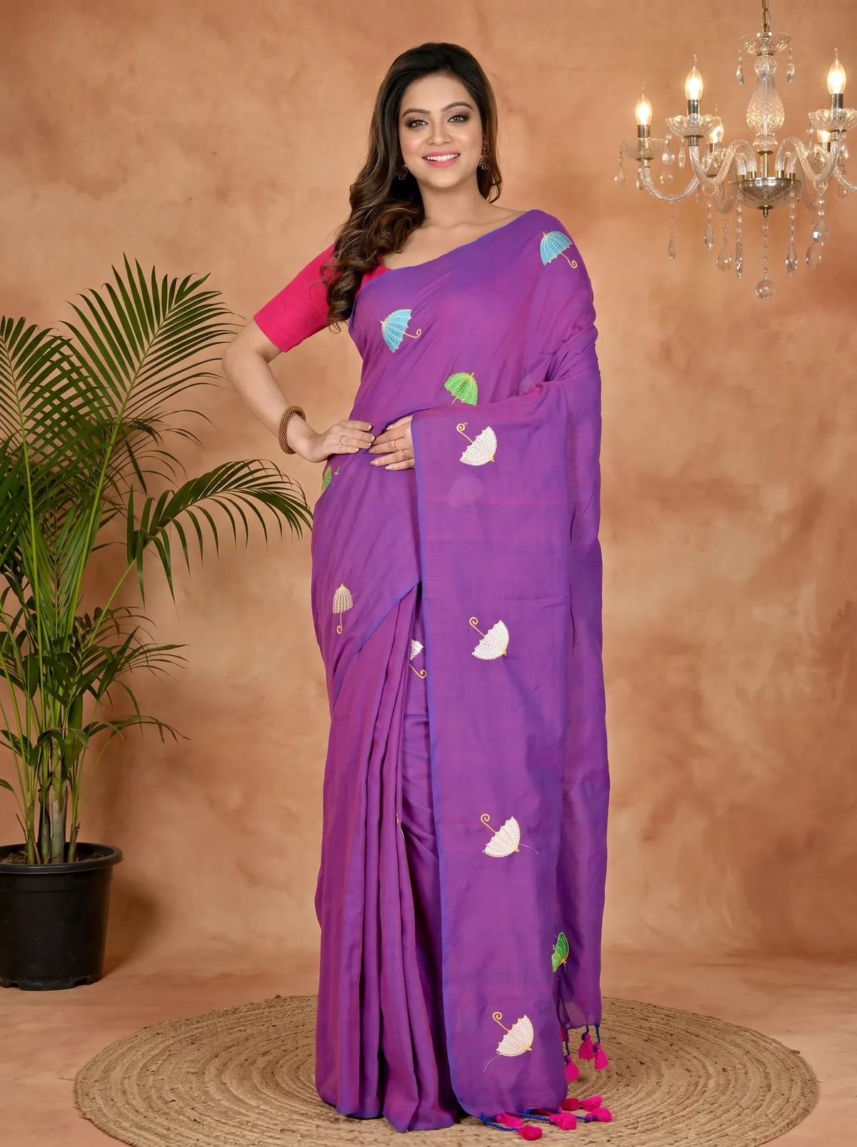 DipDiya Pure Cotton Purple Umber Than A Legacy Woven Embroidery Handloom sarees