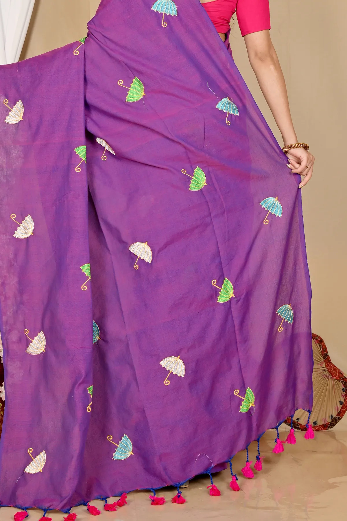 DipDiya Pure Cotton Purple Umber Than A Legacy Woven Embroidery Handloom sarees