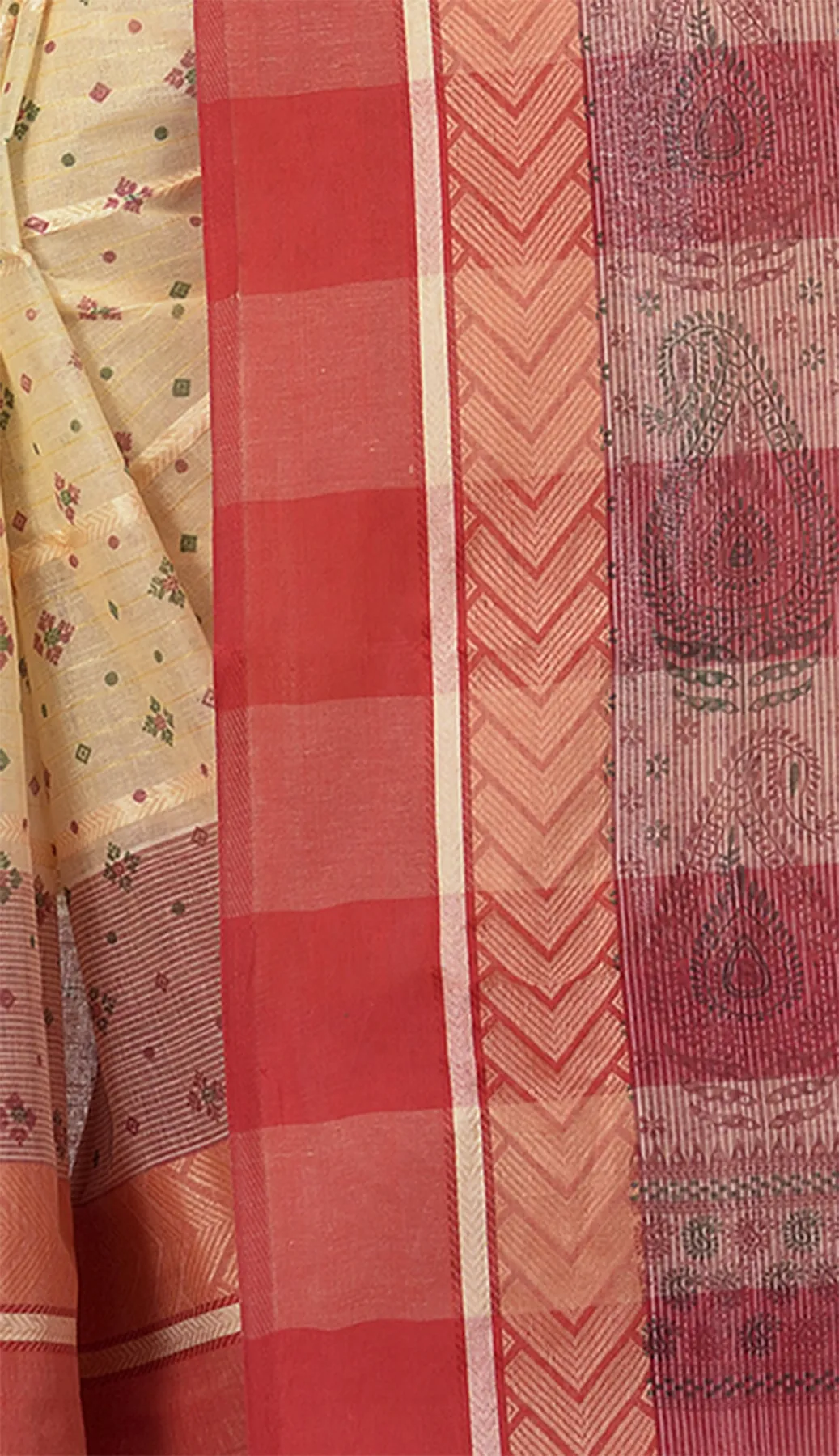 DipDiya Pure Cotton Red ANARKOLI PRINT Artisan Crafted Printed Tant Sarees