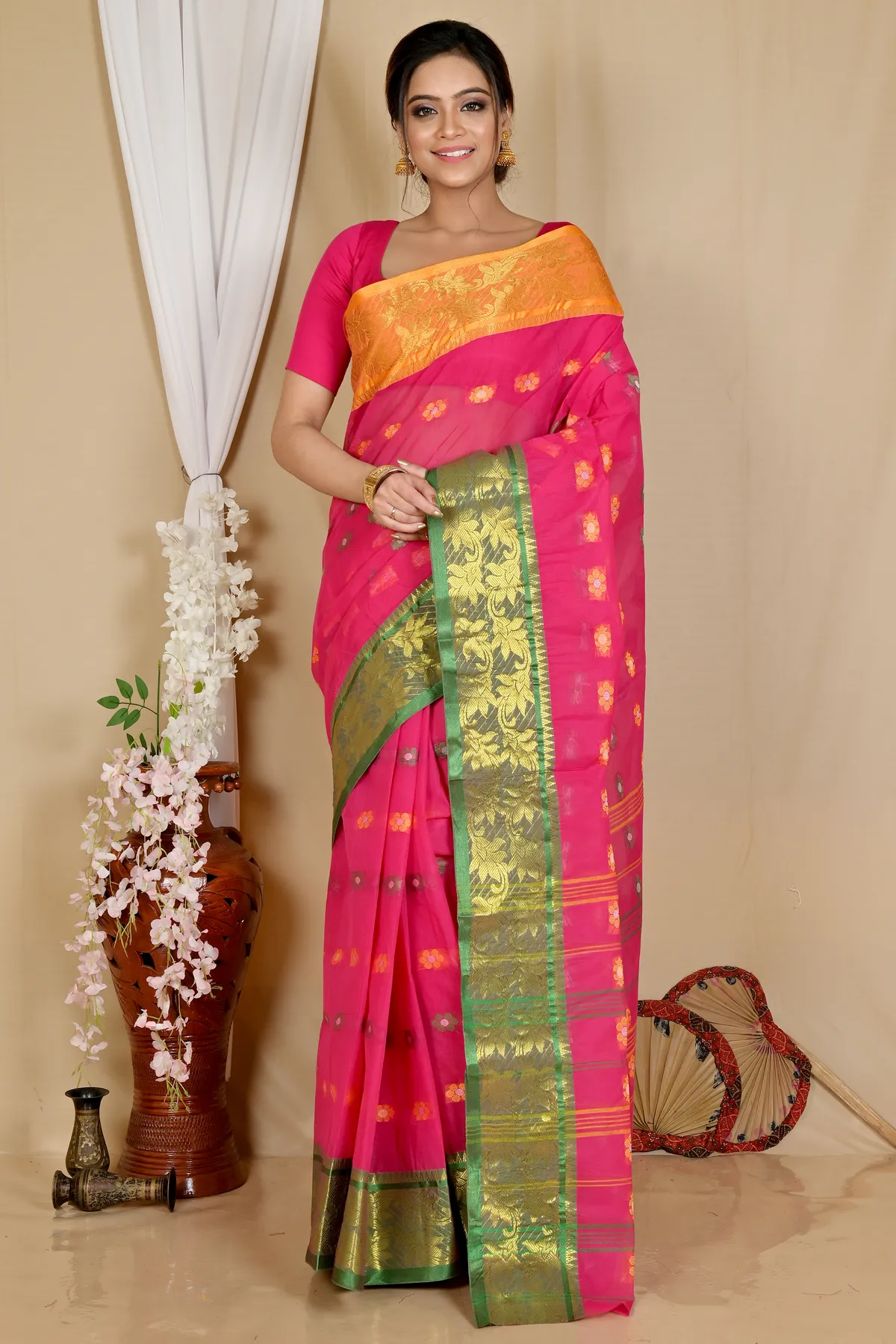 DipDiya Pure Cotton Red Dui Has Woven with Tradition Tant Sarees