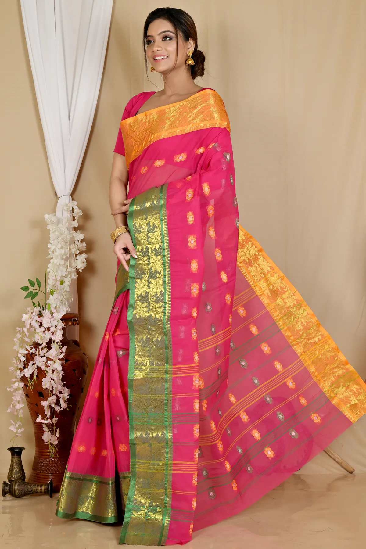 DipDiya Pure Cotton Red Dui Has Woven with Tradition Tant Sarees