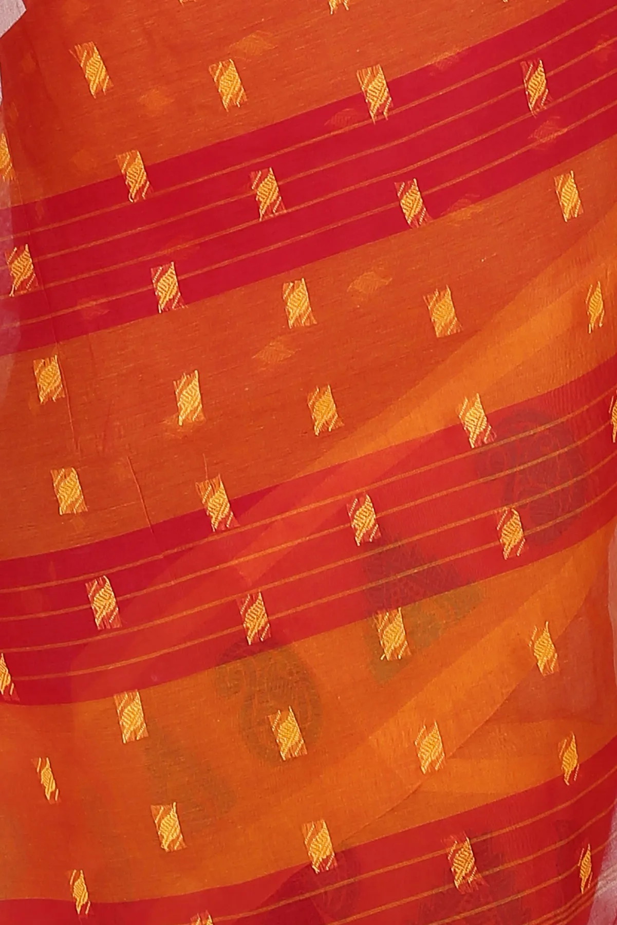 DipDiya Pure Cotton Red Emma Border Masterfully Woven Tant Sarees