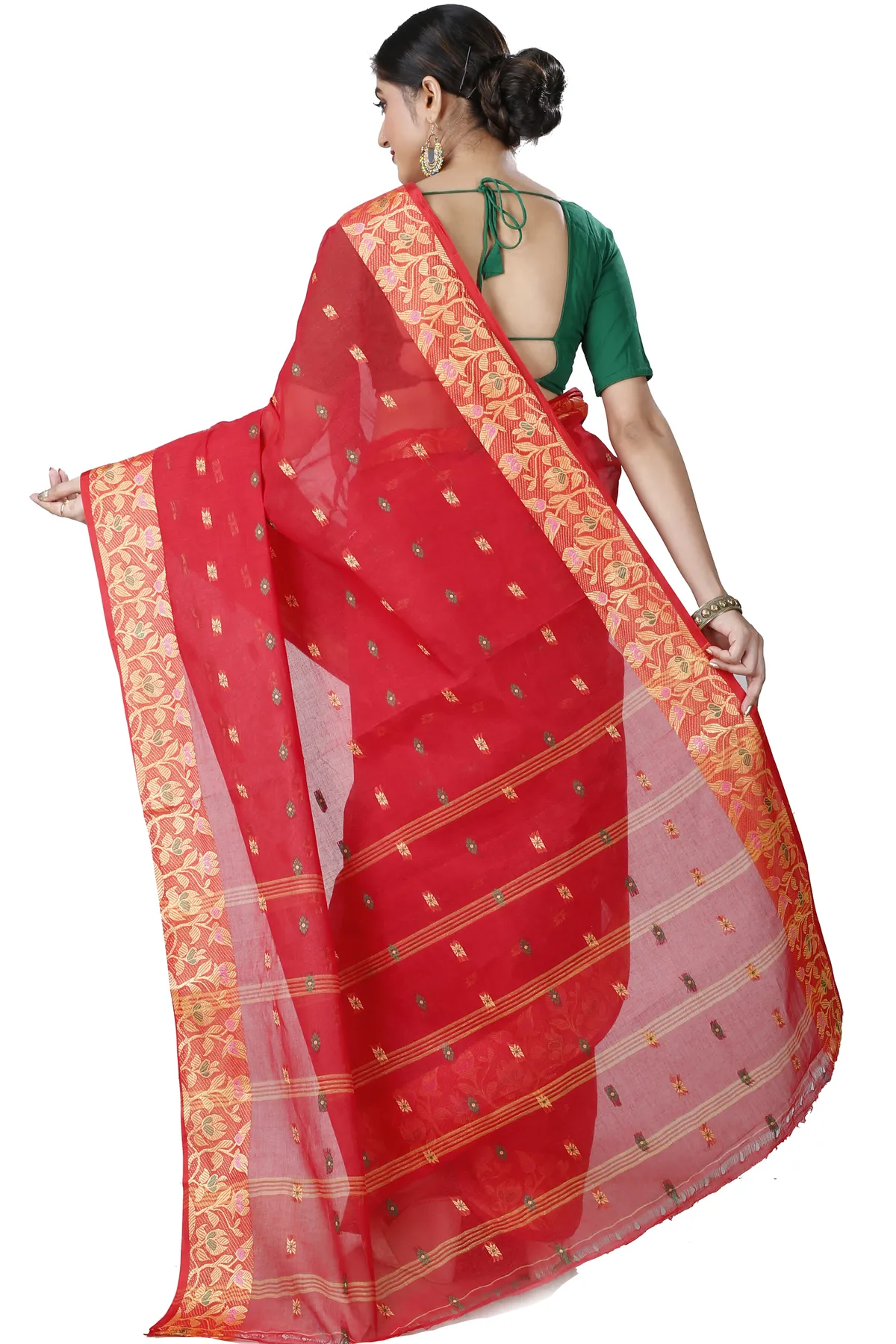 DipDiya Pure Cotton Red Gopika Grace of Bengal Tant Sarees