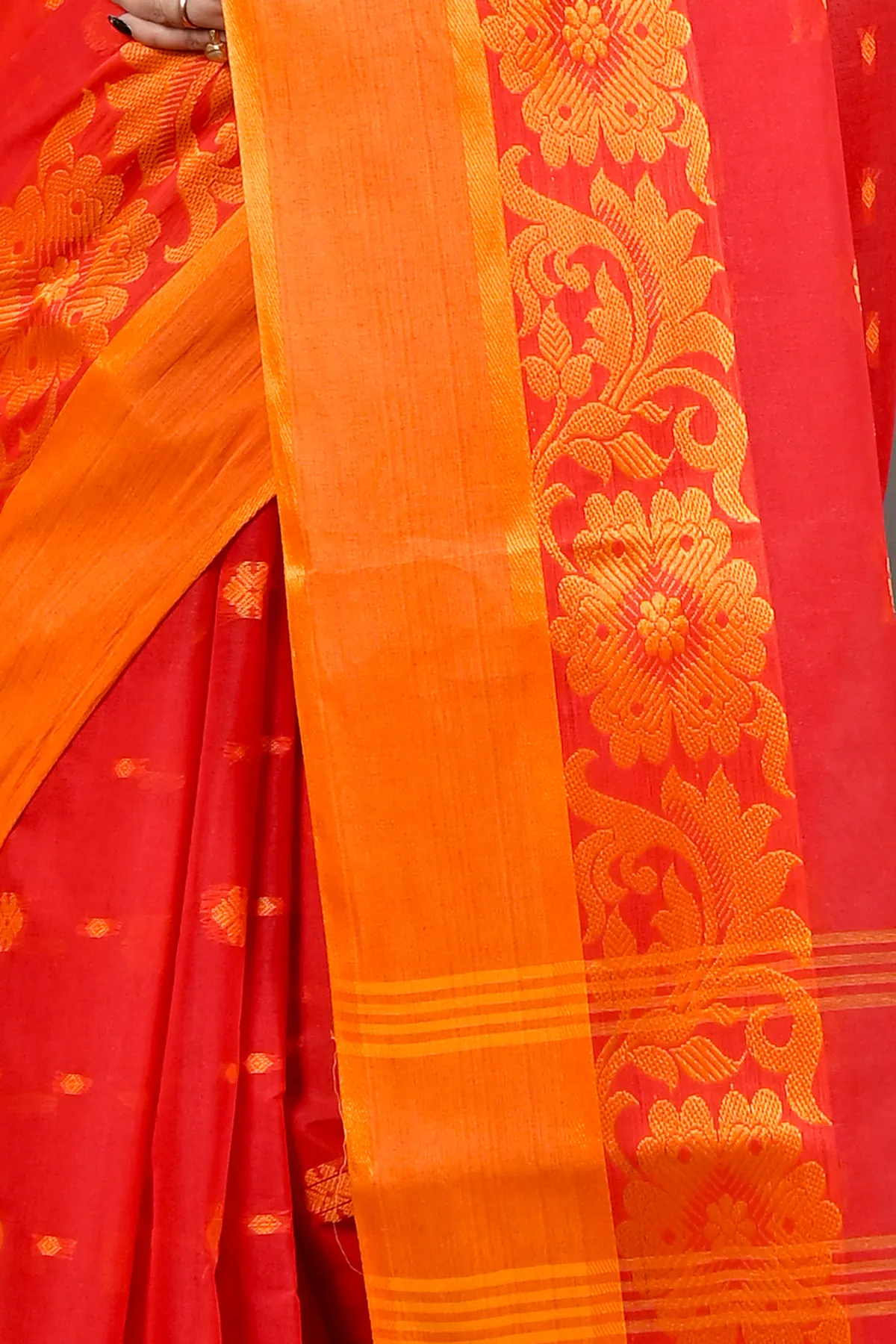 DipDiya Pure Cotton Red Heruka Heritage of Bengal Tant Sarees