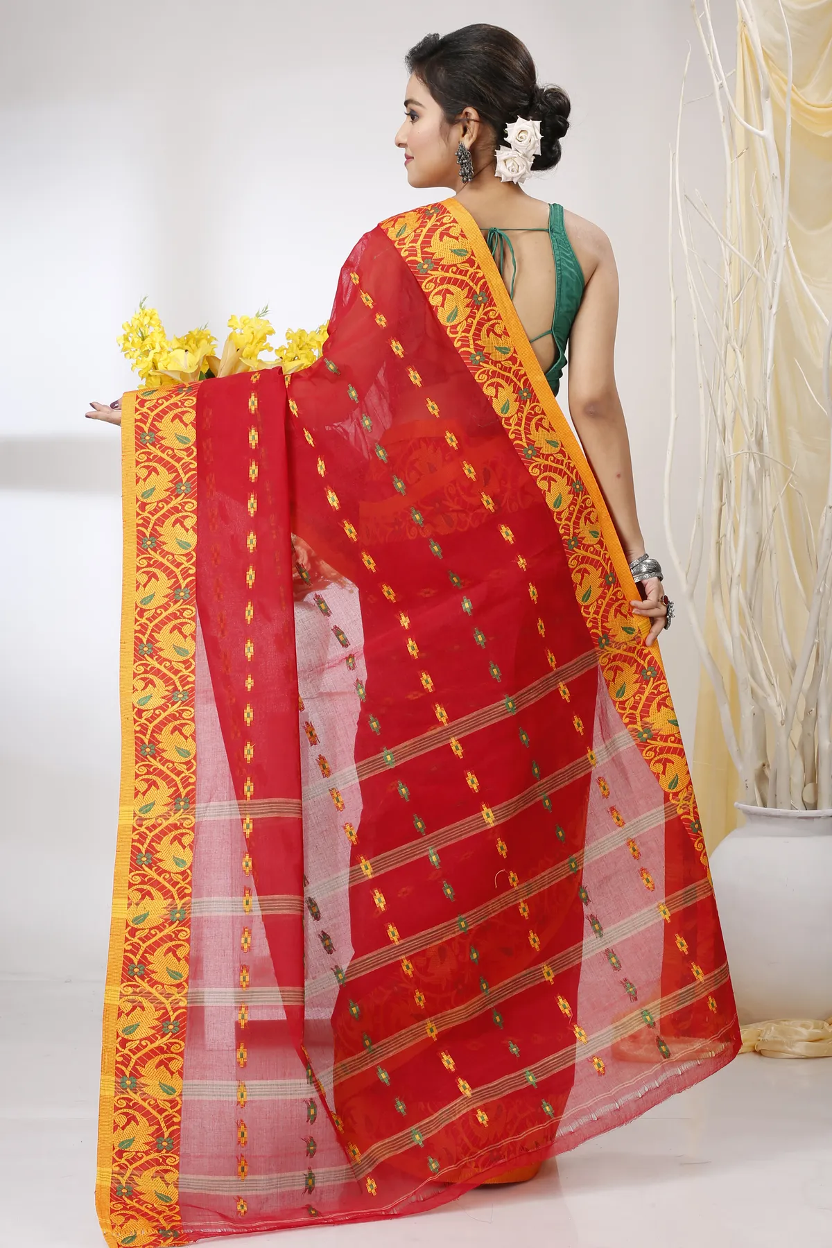 DipDiya Pure Cotton Red Lucy Elegant by Tradition Tant Sarees