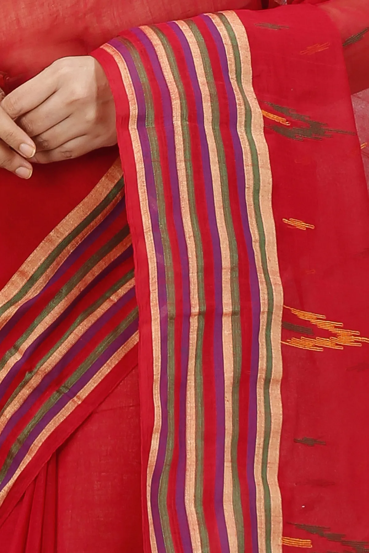 DipDiya Pure Cotton Red mena Bengal’s Tradition Tant Sarees