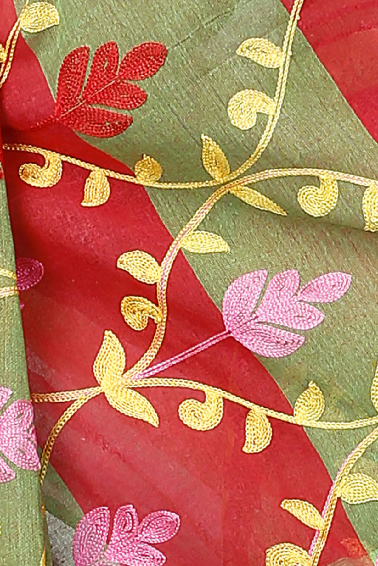 DipDiya Pure Cotton Red Rosalie A Legacy Woven Embroidery Tant Sarees
