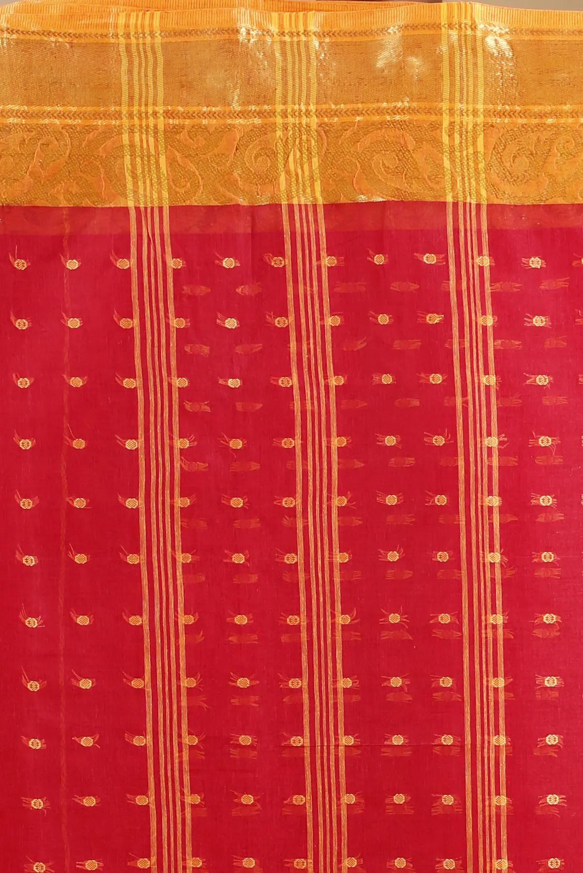 DipDiya Pure Cotton Red Sachi Bengali Heritage Tant Sarees