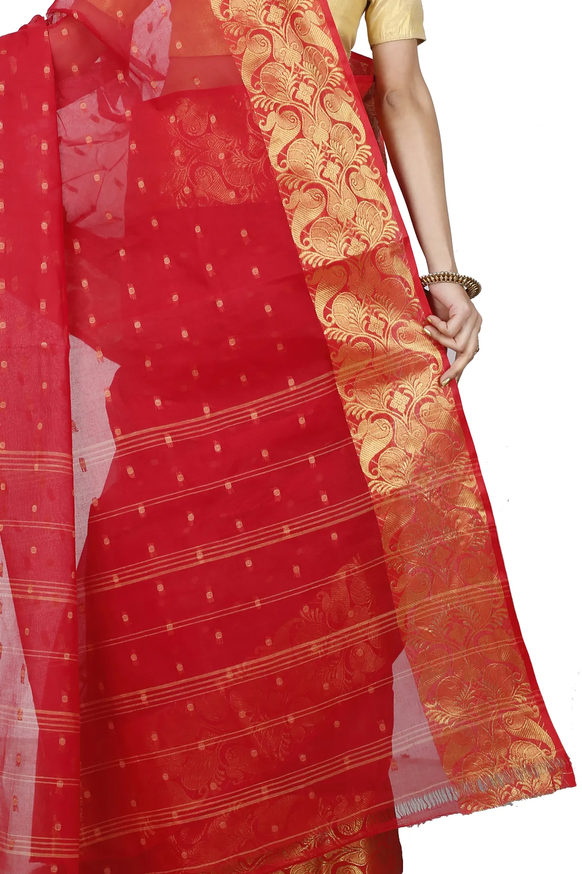 DipDiya Pure Cotton Red Saloni Crafted by Artisans Tant Sarees