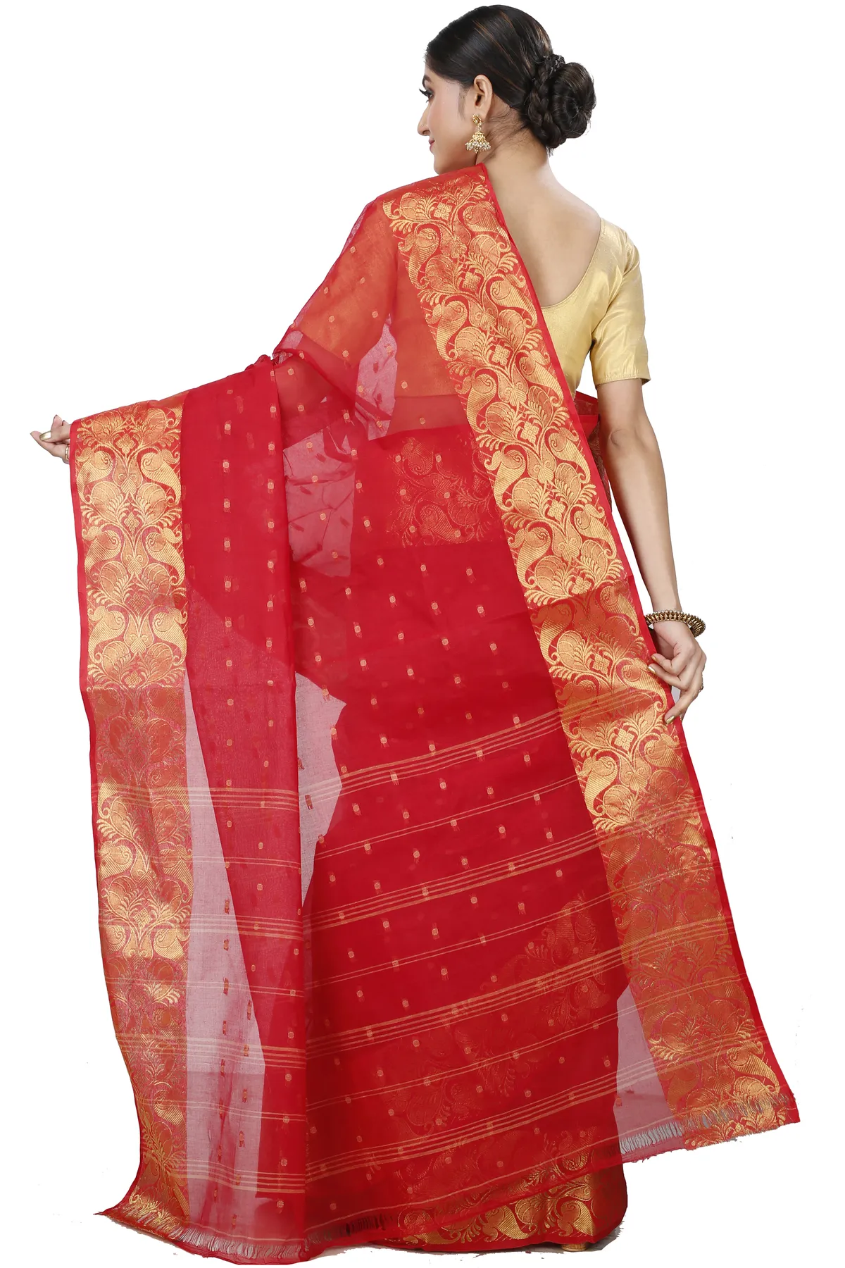 DipDiya Pure Cotton Red Saloni Crafted by Artisans Tant Sarees