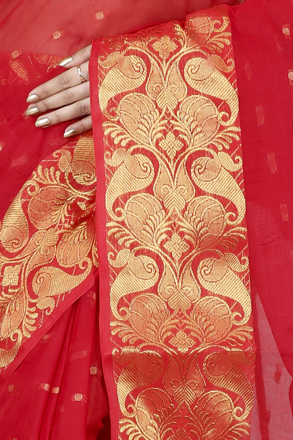 DipDiya Pure Cotton Red Saloni Crafted by Artisans Tant Sarees