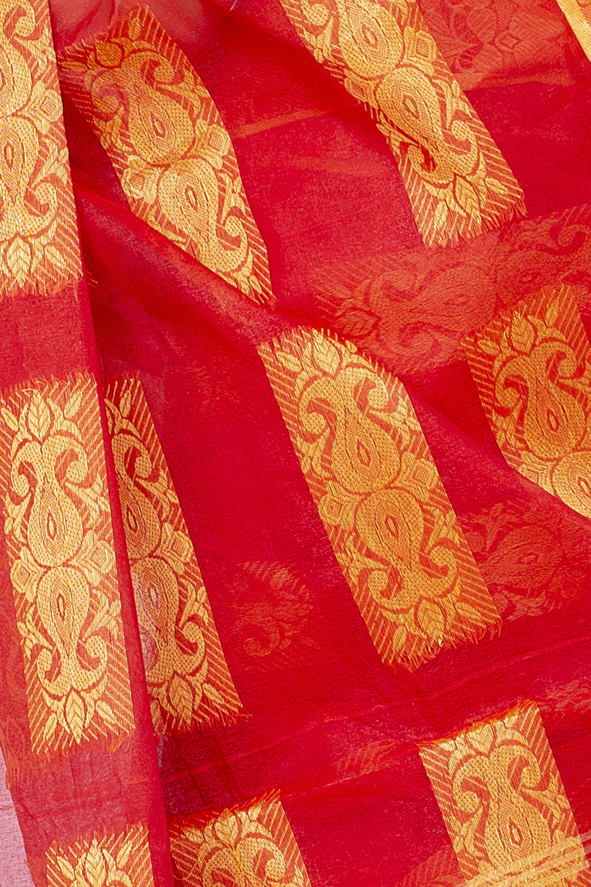 DipDiya Pure Cotton Red Strip Suparna Regal Bengali Tant Sarees