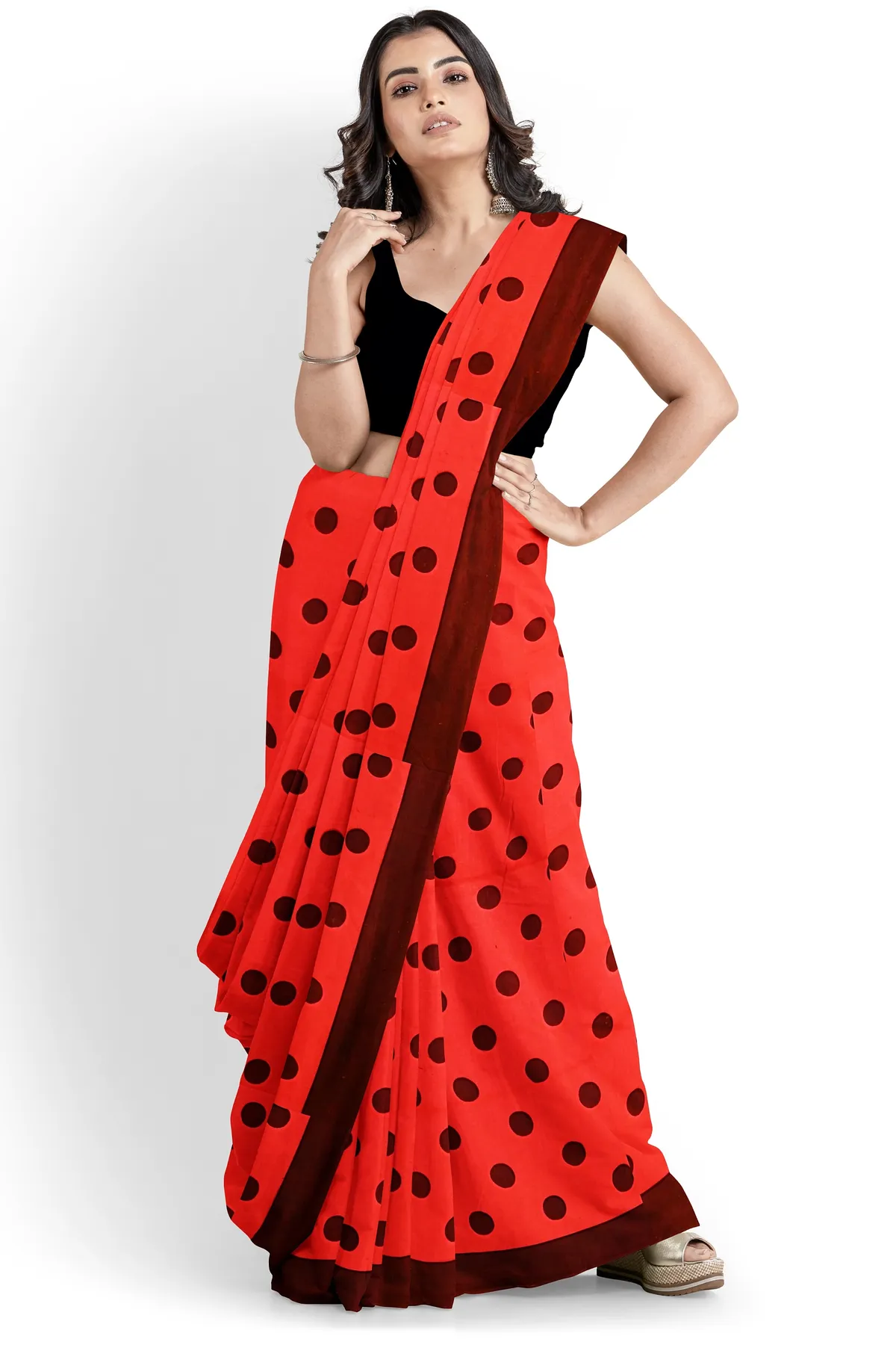 DipDiya Pure Cotton Red Tip Grace of Bengal Handloom Sarees