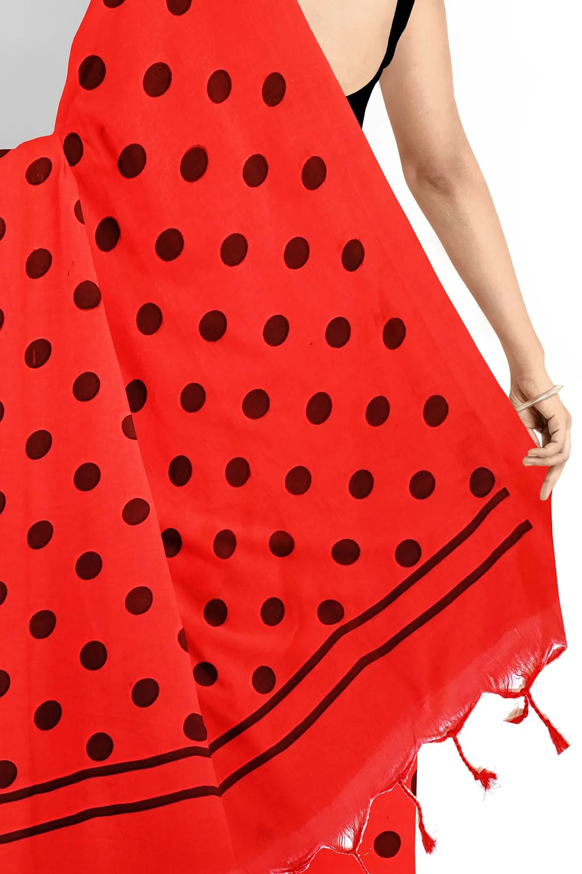DipDiya Pure Cotton Red Tip Grace of Bengal Handloom Sarees