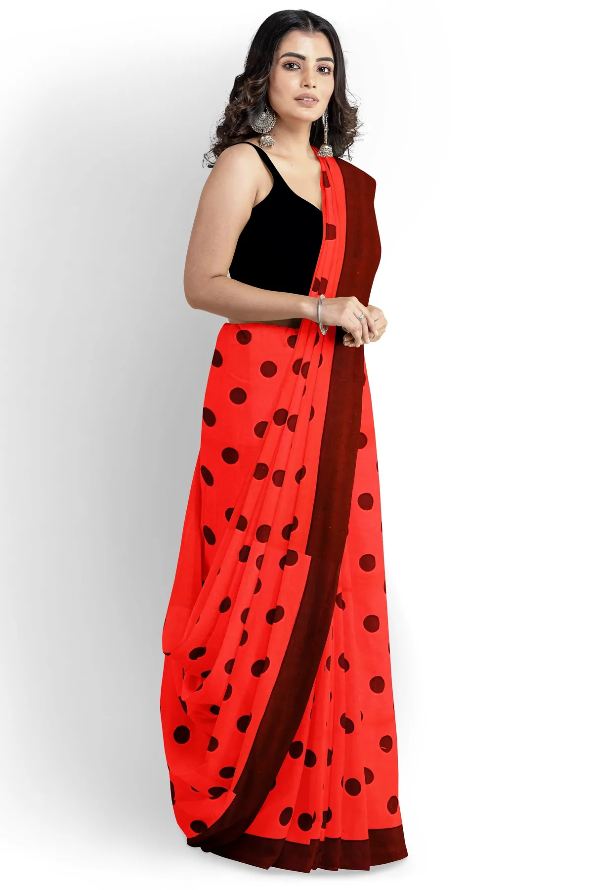 DipDiya Pure Cotton Red Tip Grace of Bengal Handloom Sarees