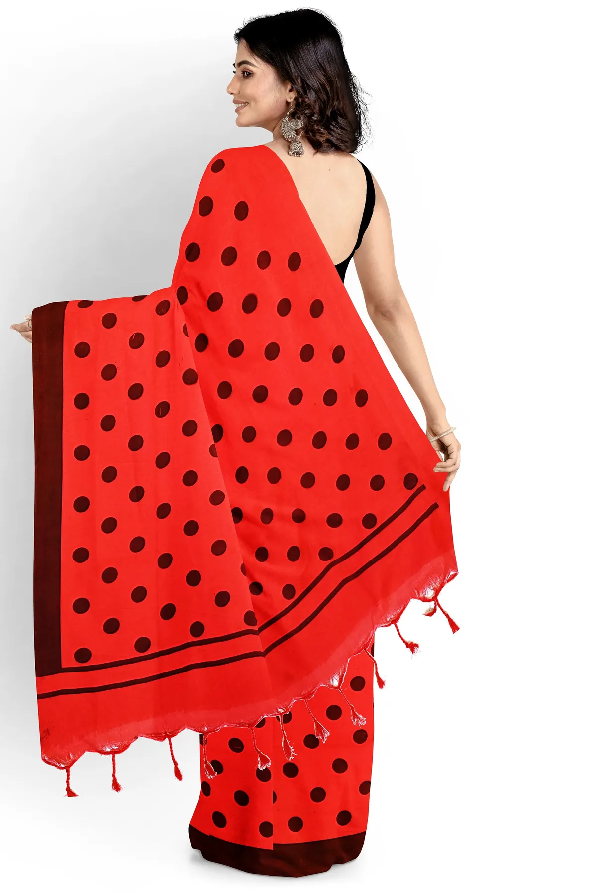 DipDiya Pure Cotton Red Tip Grace of Bengal Handloom Sarees