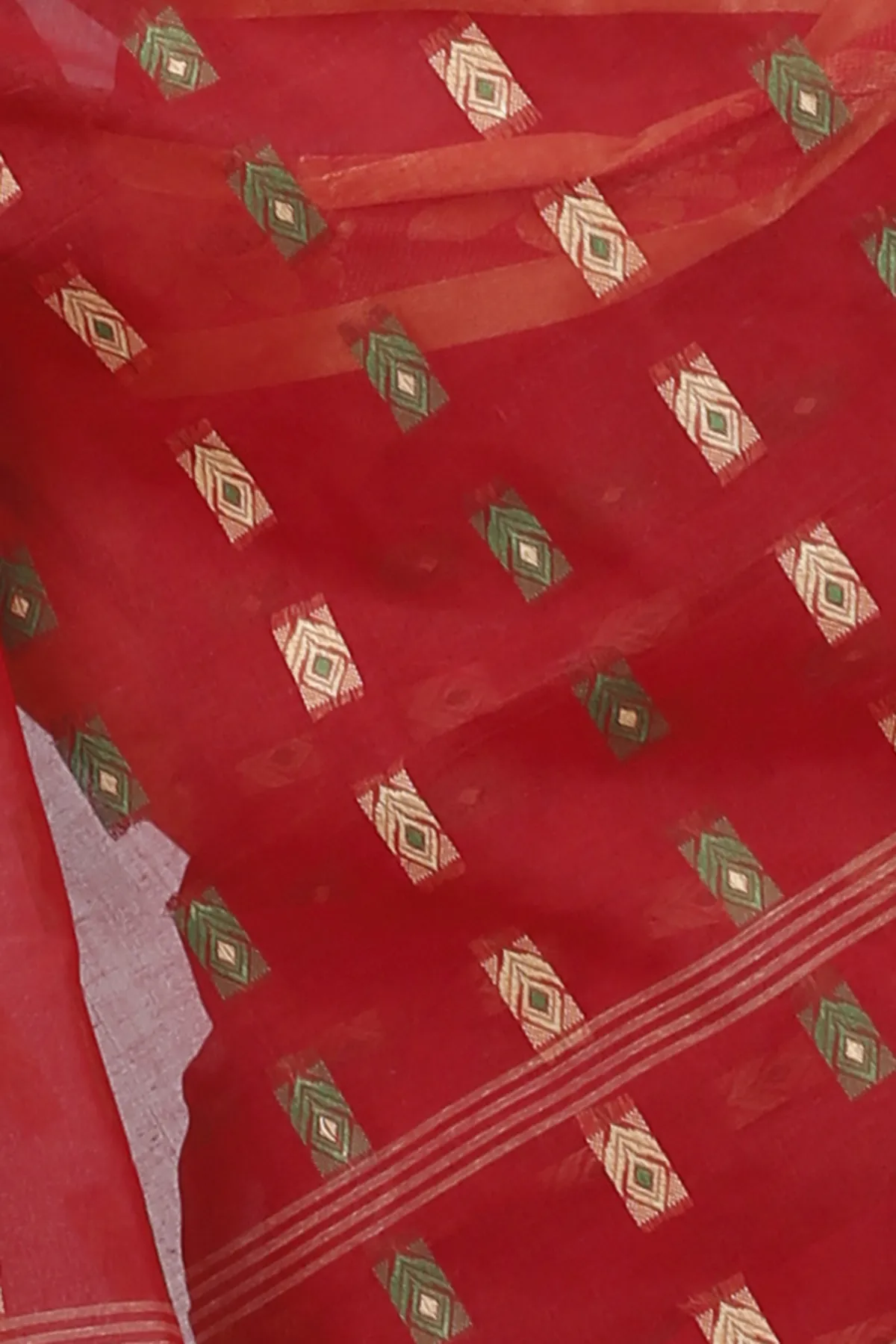 DipDiya Pure Cotton Red Udaya Elegant by Tradition Tant Sarees