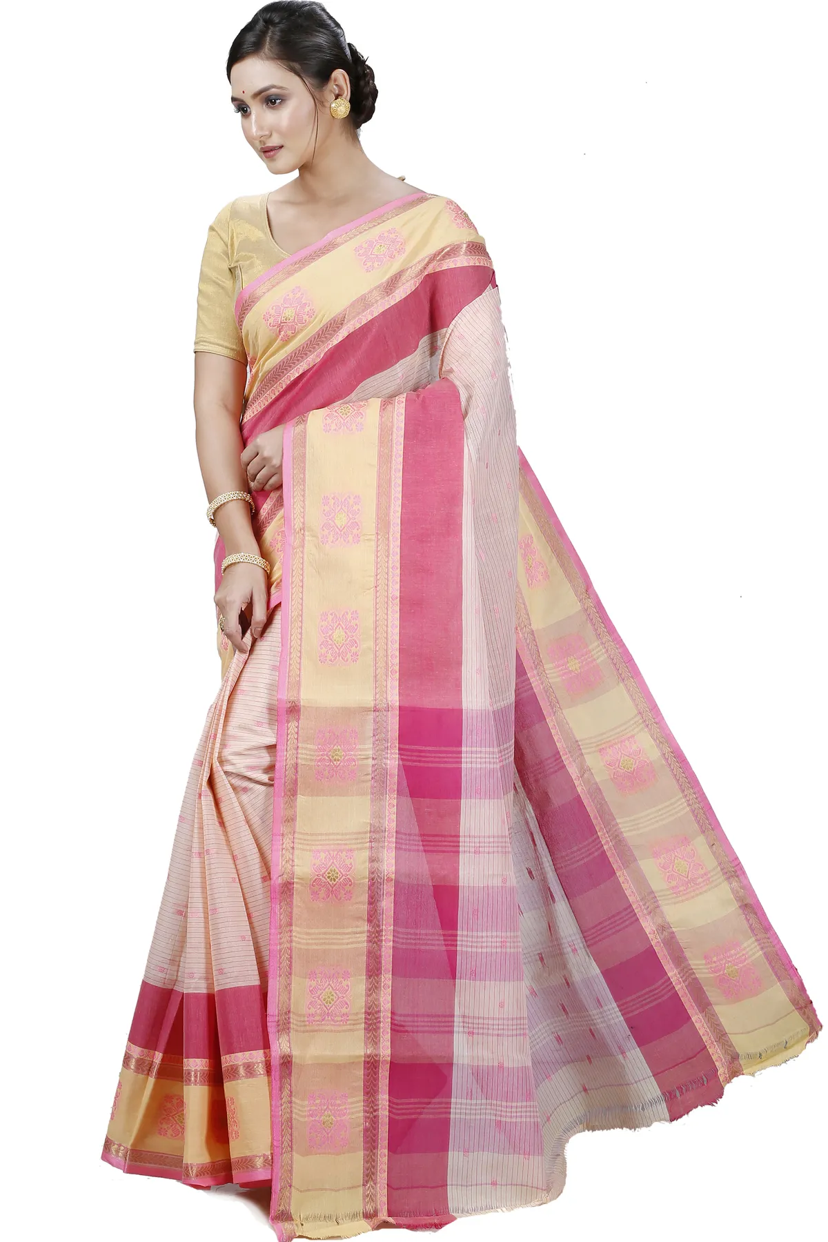 DipDiya Pure Cotton Red Uma Crafted by Artisans Tant Sarees