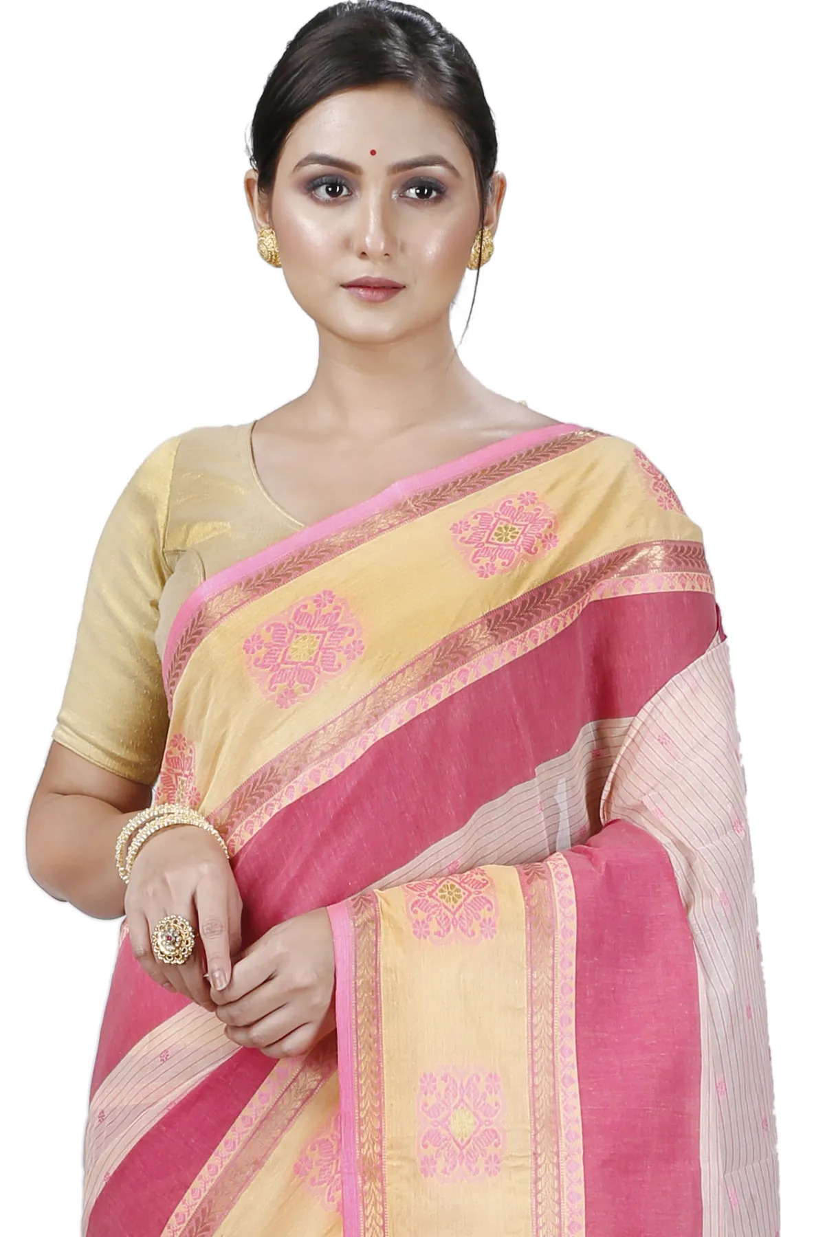 DipDiya Pure Cotton Red Uma Crafted by Artisans Tant Sarees