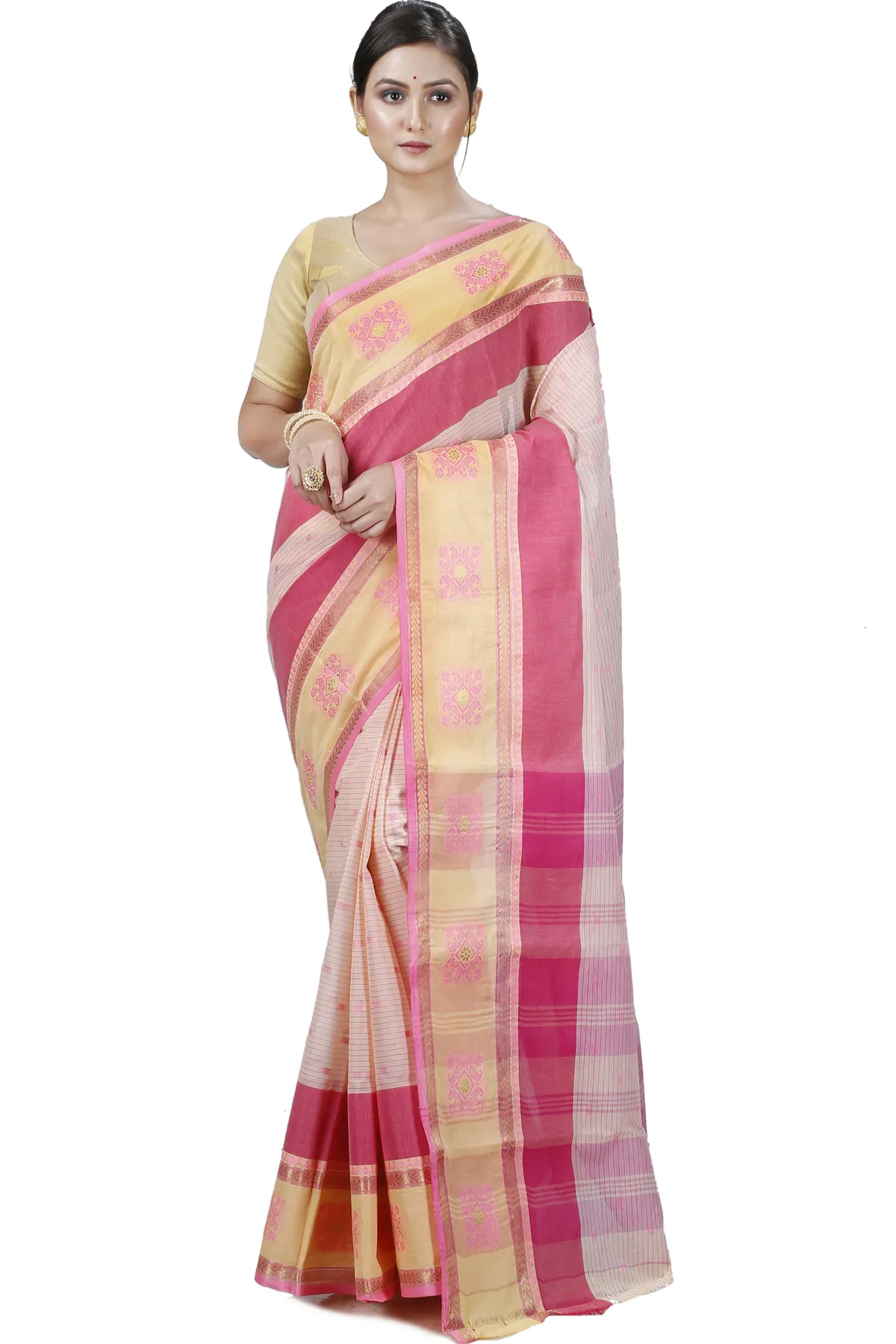 DipDiya Pure Cotton Red Uma Crafted by Artisans Tant Sarees