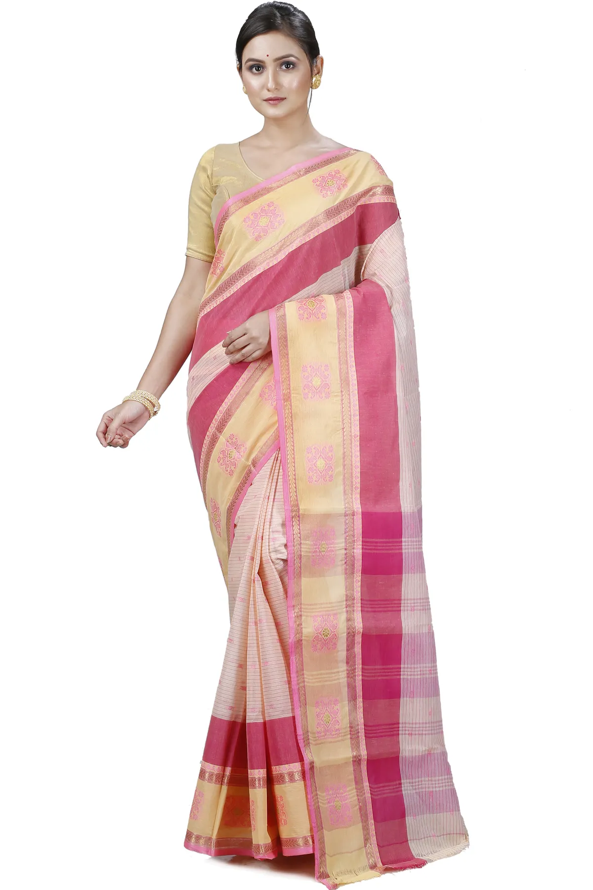 DipDiya Pure Cotton Red Uma Crafted by Artisans Tant Sarees