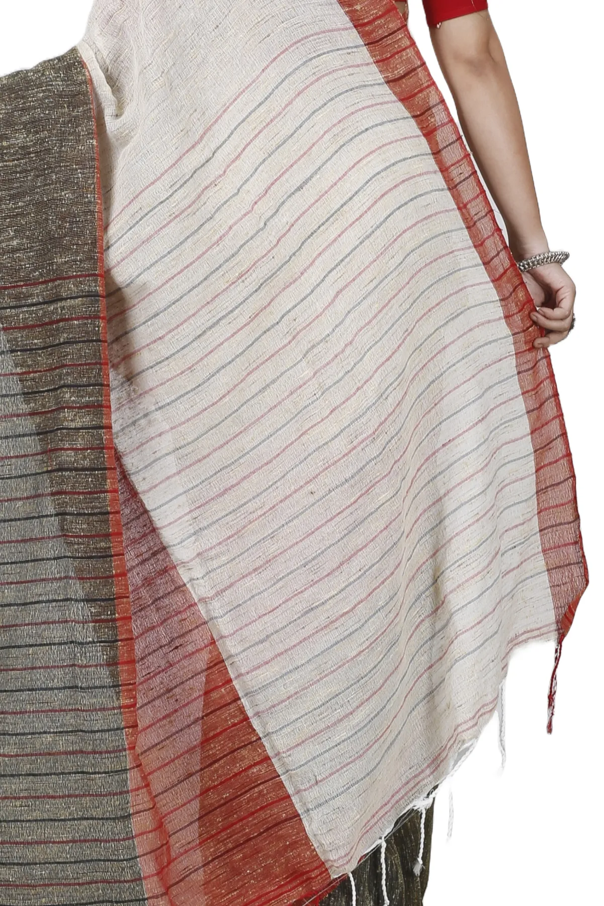 DipDiya Pure Cotton Red White Kusu Artisan Crafted Handloom Sarees