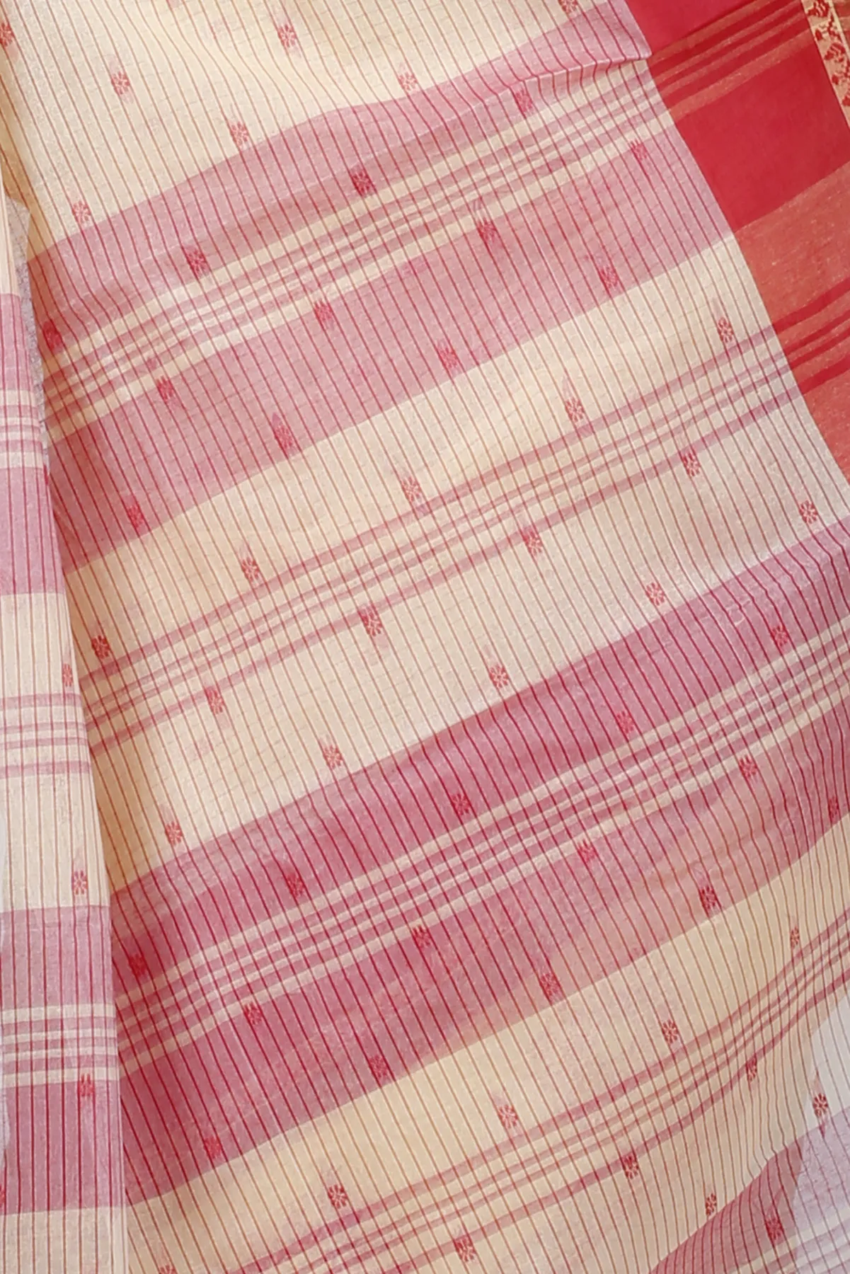 DipDiya Pure Cotton Red Yellow Uma Classic Grace Tant Sarees