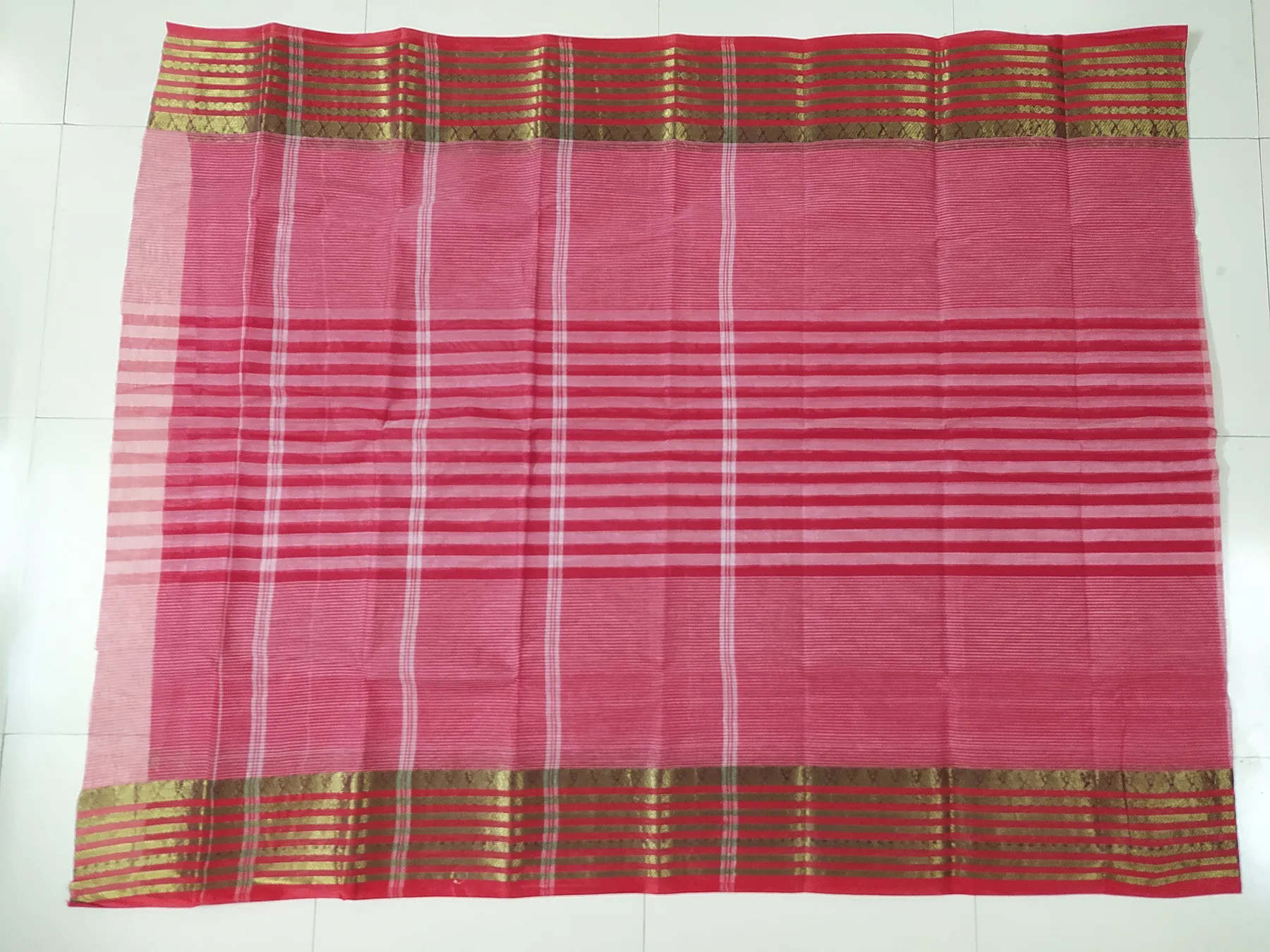 DipDiya Pure Cotton Red Zori Border Woven by Hand Tant Sarees