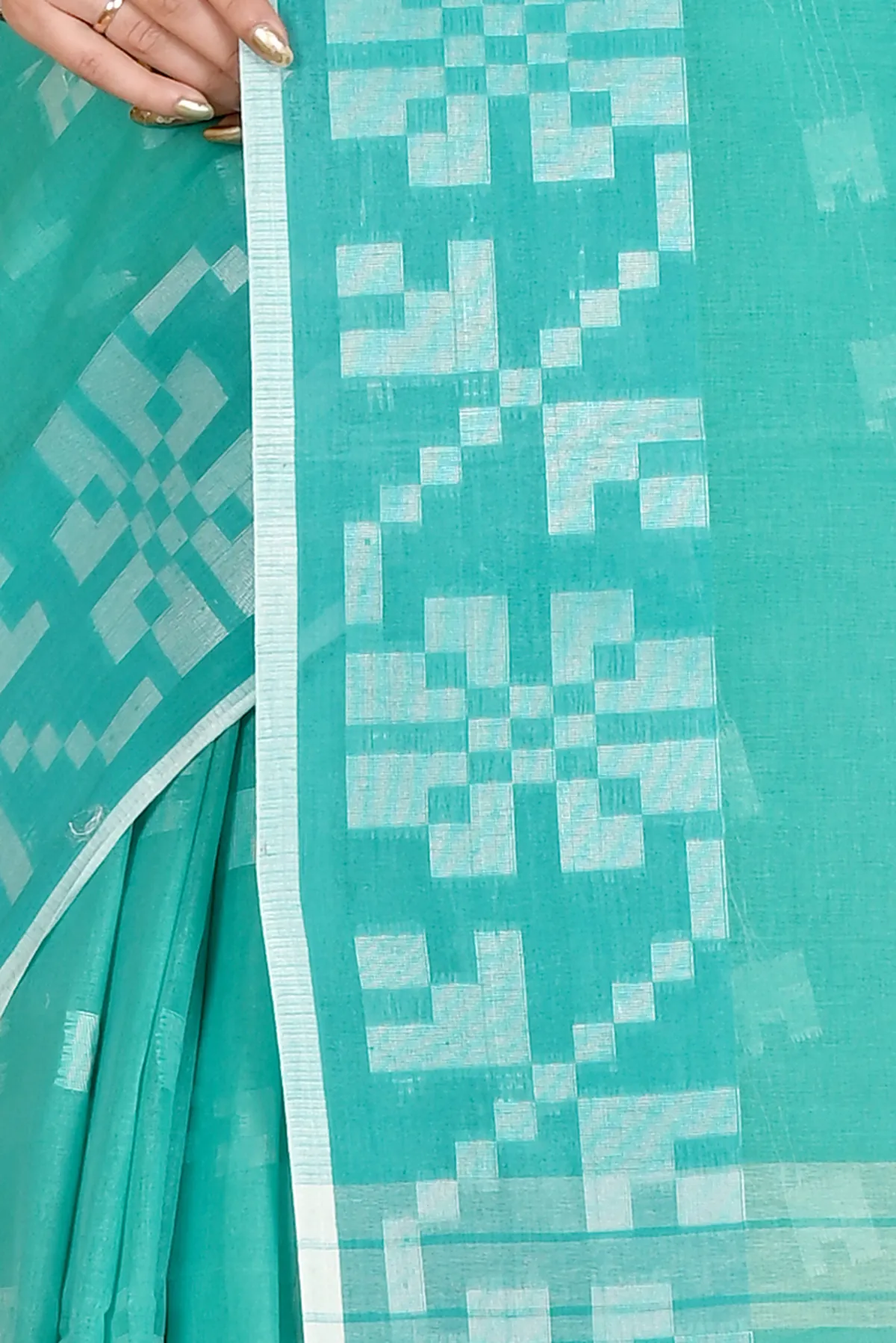 DipDiya Pure Cotton See Blue Aptuk Elegance in Every Weave Tant Sarees