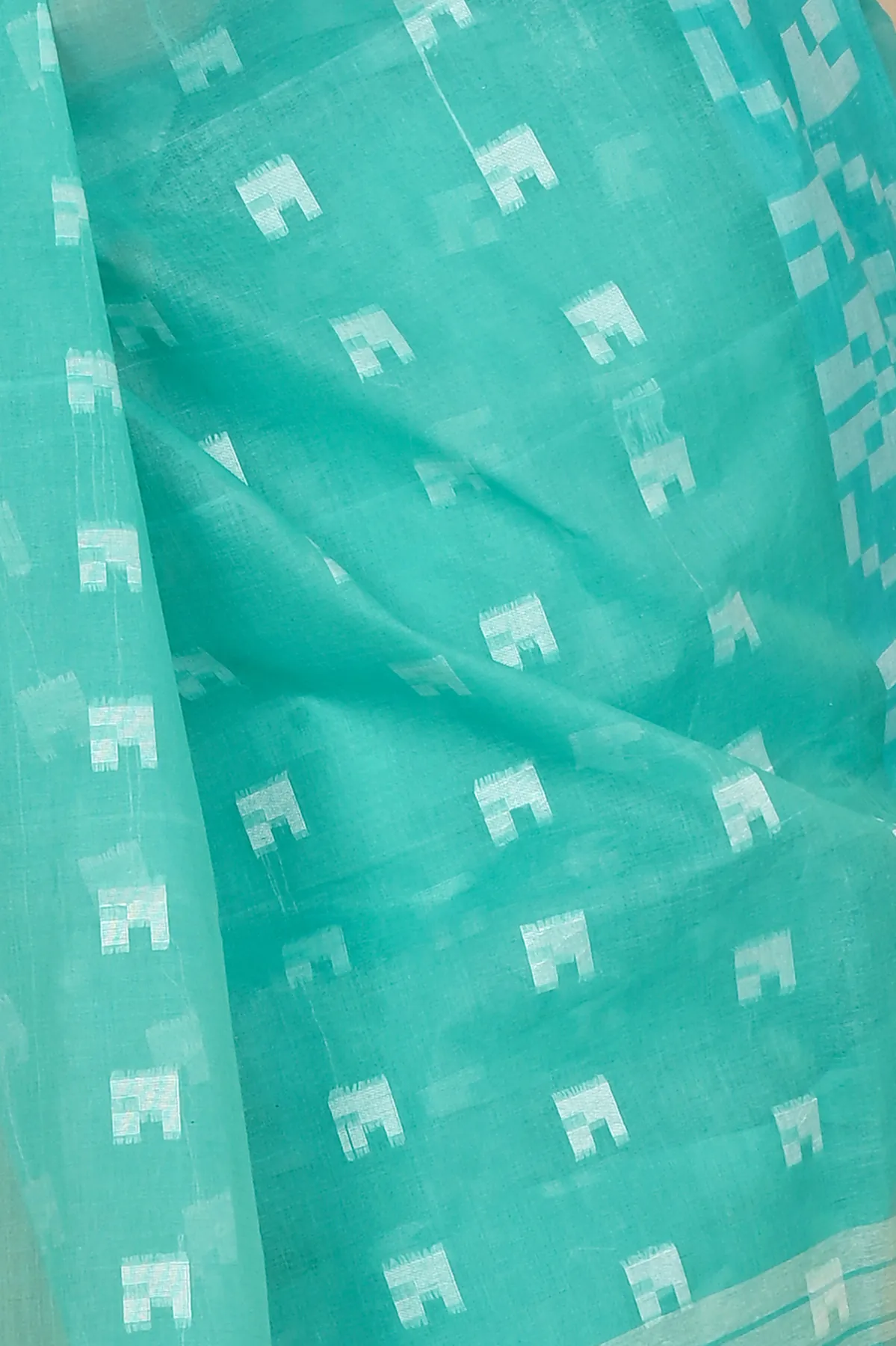 DipDiya Pure Cotton See Blue Aptuk Elegance in Every Weave Tant Sarees