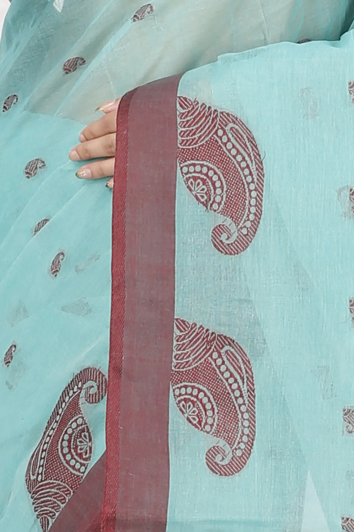 DipDiya Pure Cotton See Green Epto Shonko Elegant by Tradition Tant Sarees