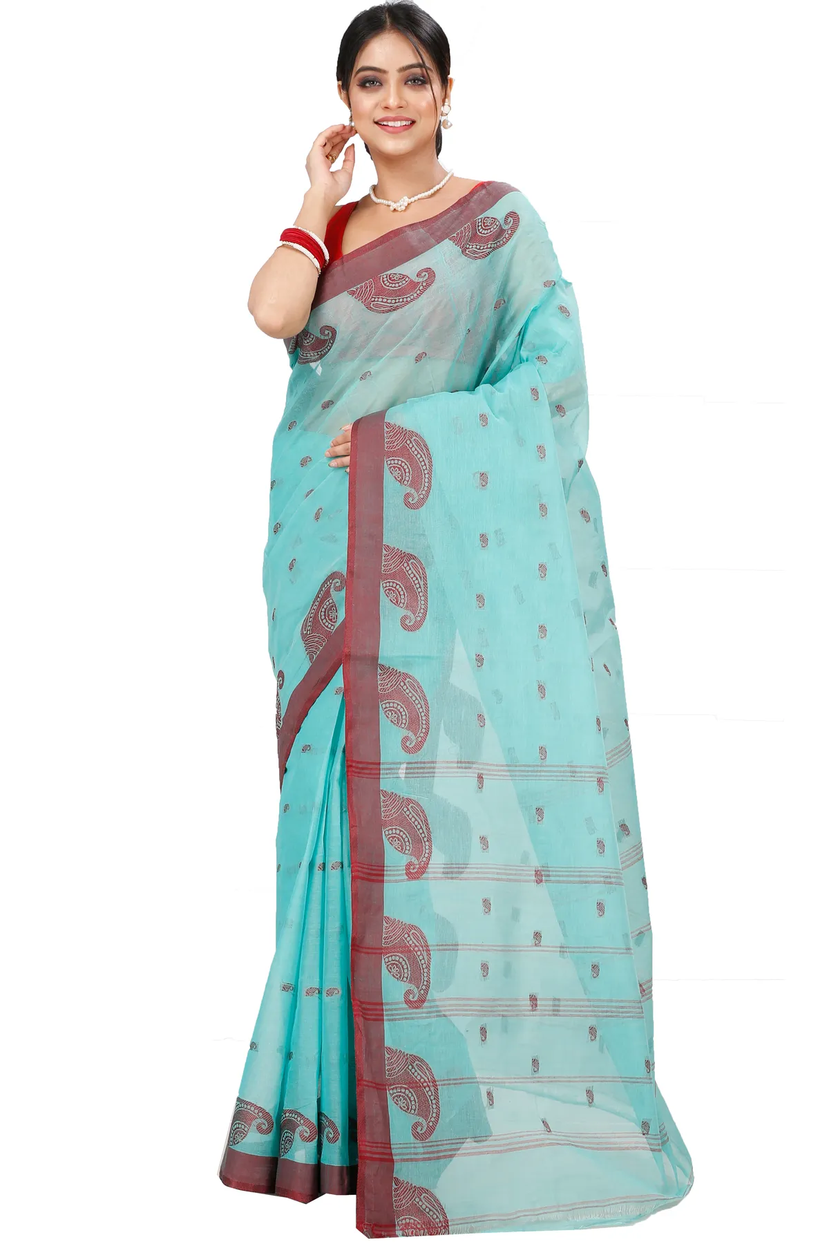 DipDiya Pure Cotton See Green Epto Shonko Elegant by Tradition Tant Sarees