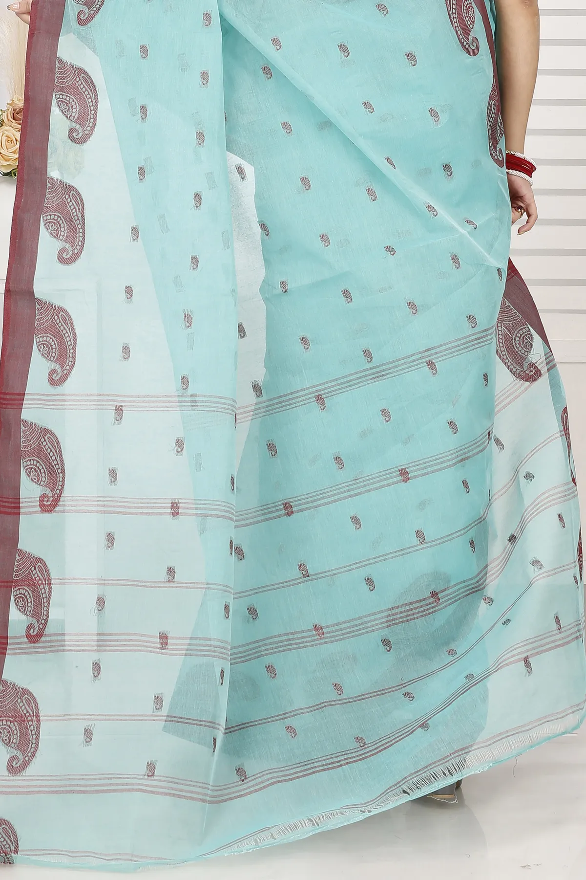 DipDiya Pure Cotton See Green Epto Shonko Elegant by Tradition Tant Sarees