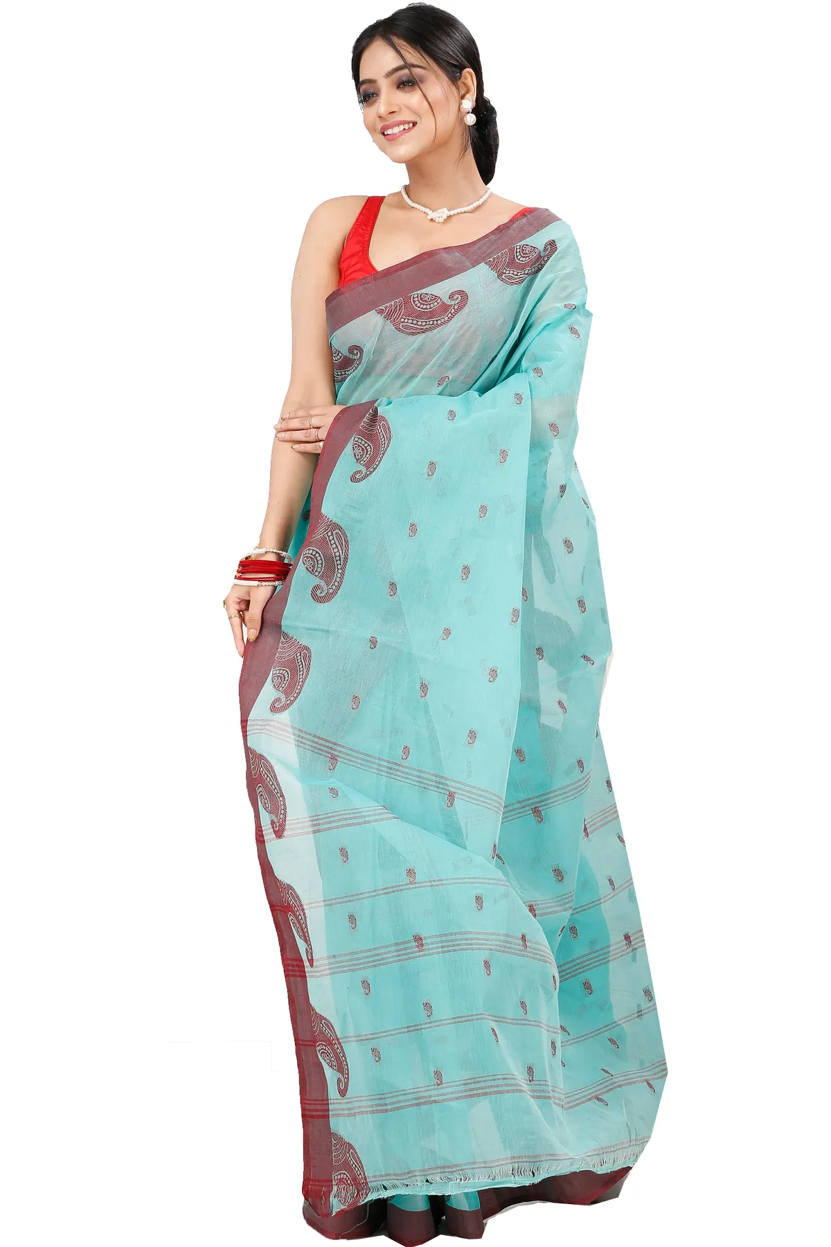 DipDiya Pure Cotton See Green Epto Shonko Elegant by Tradition Tant Sarees