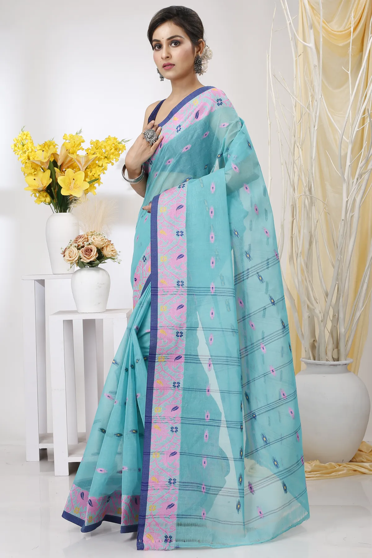 DipDiya Pure Cotton See Green Lucy Effortless Tradition Tant Sarees