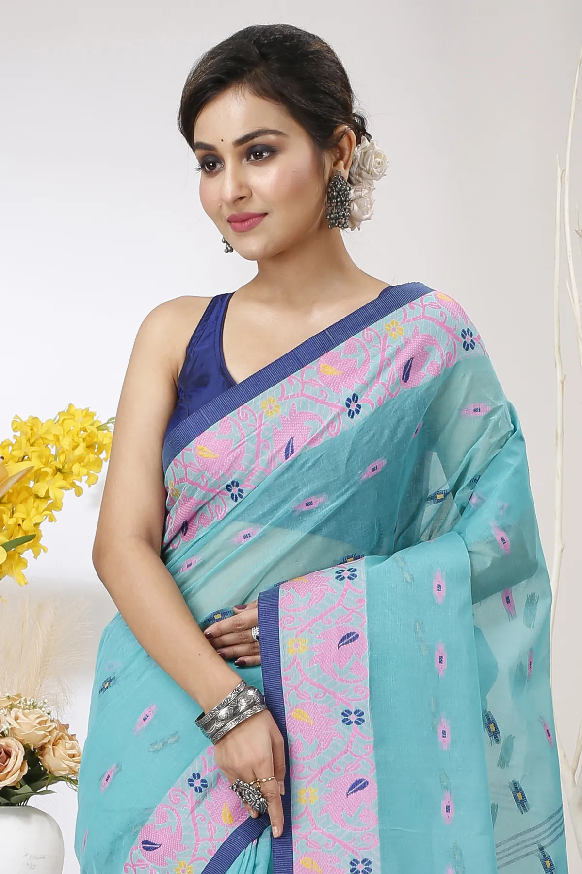 DipDiya Pure Cotton See Green Lucy Effortless Tradition Tant Sarees