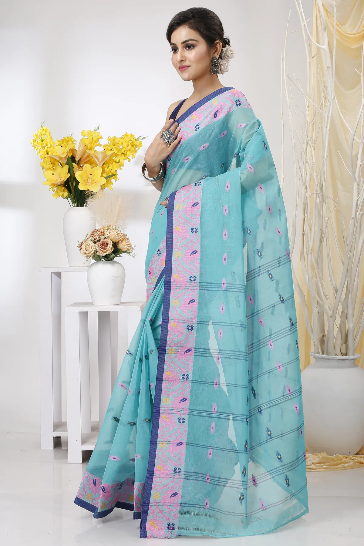DipDiya Pure Cotton See Green Lucy Effortless Tradition Tant Sarees