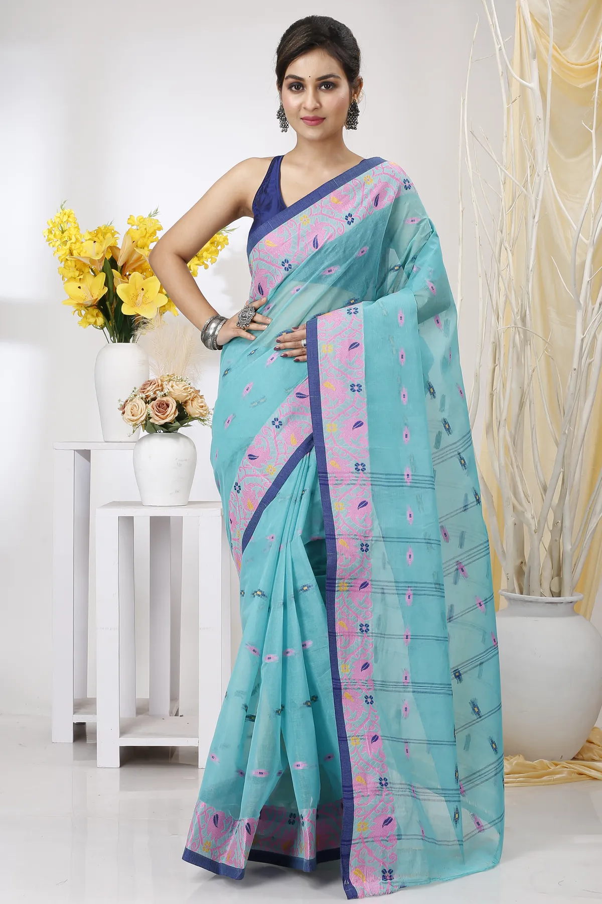DipDiya Pure Cotton See Green Lucy Effortless Tradition Tant Sarees
